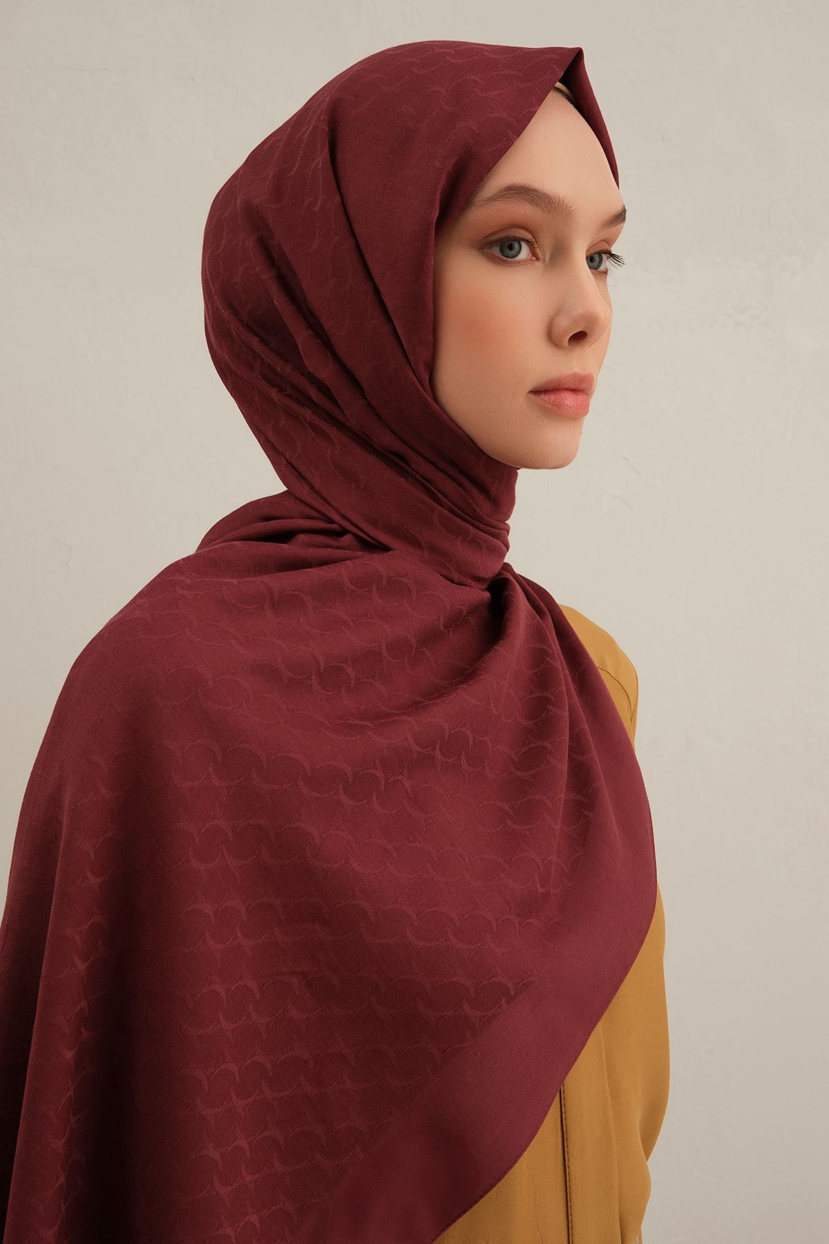 Bordo Link Desen  Bambu Cotton Şal  32