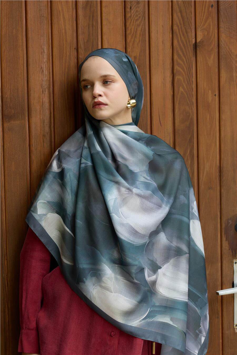 Siyah/Yeşil Winter Bloom Soft Şal