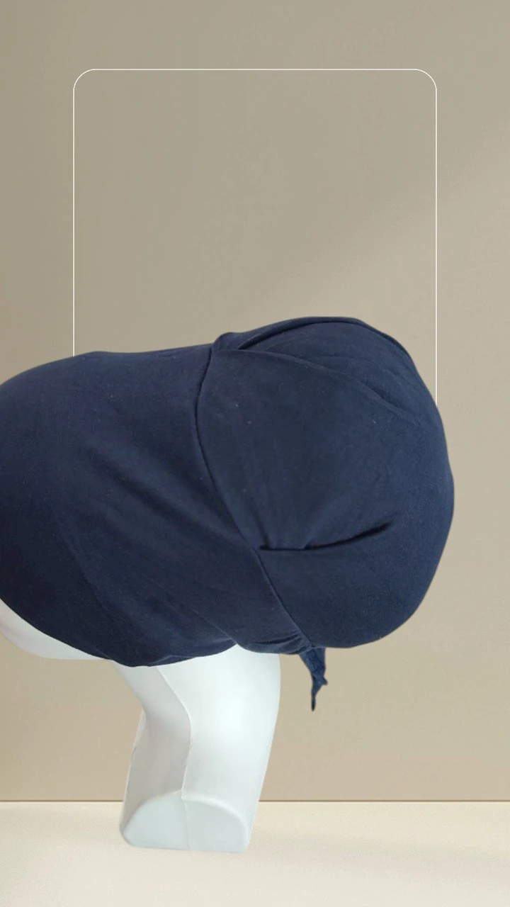 Lacivert Dikişsiz Arkadan Bağlamalı %100 Pamuk Bone