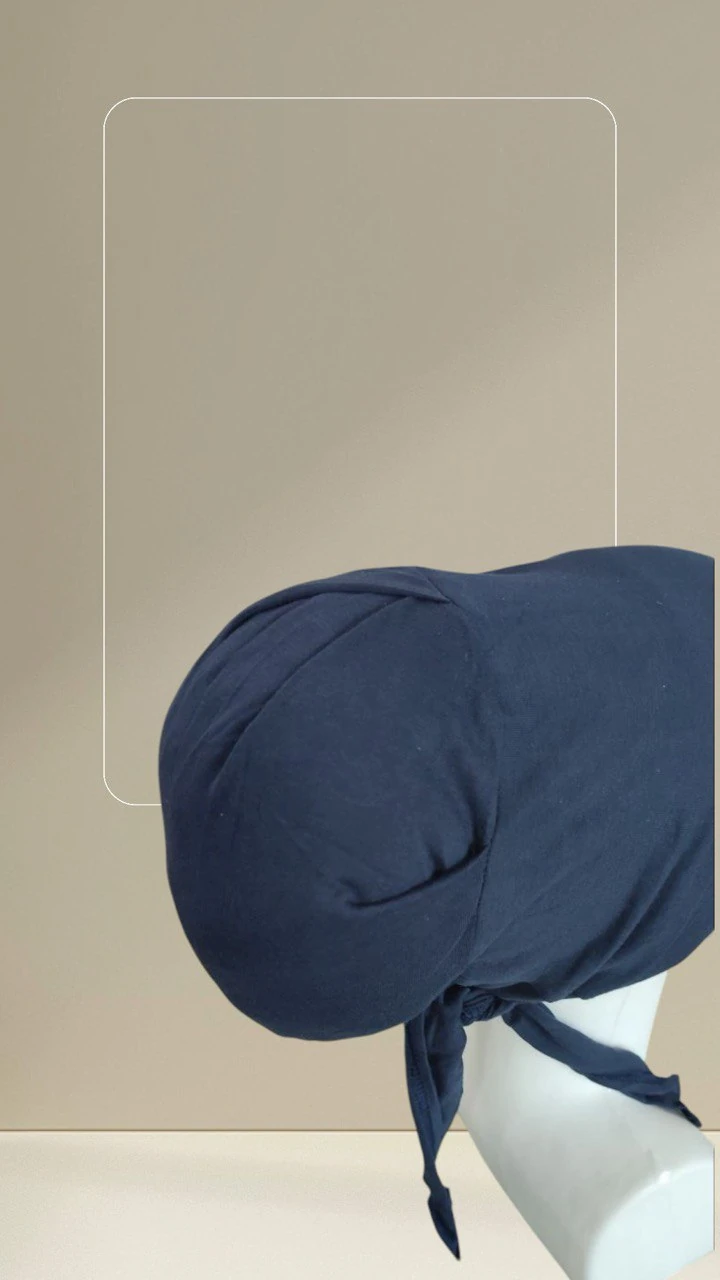 Lacivert Dikişsiz Arkadan Bağlamalı %100 Pamuk Bone