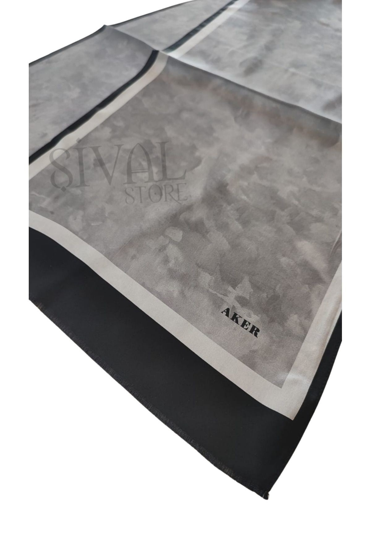 İpek Fular Gri- Siyah 311