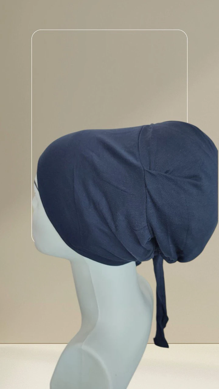 Lacivert Dikişsiz Arkadan Bağlamalı %100 Pamuk Bone