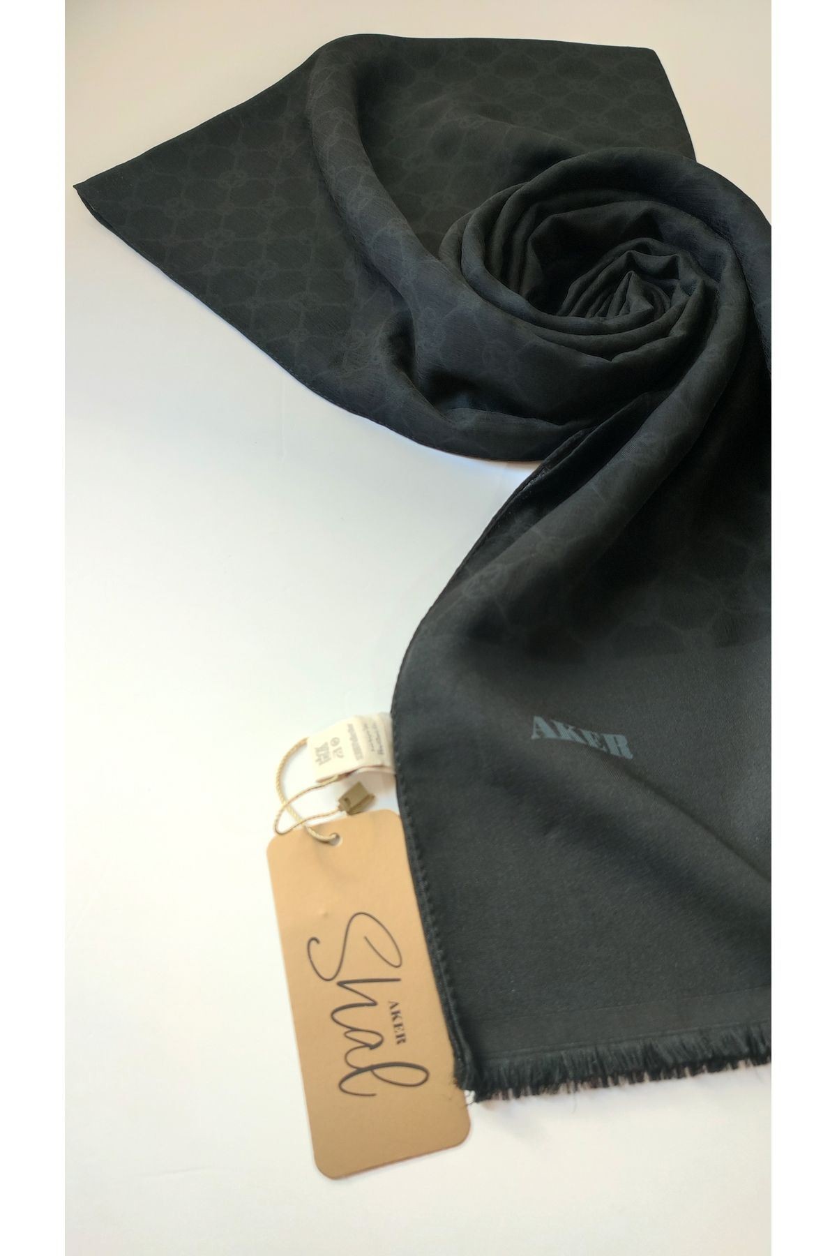 Aker Siyah Elegance Monogram Şal
