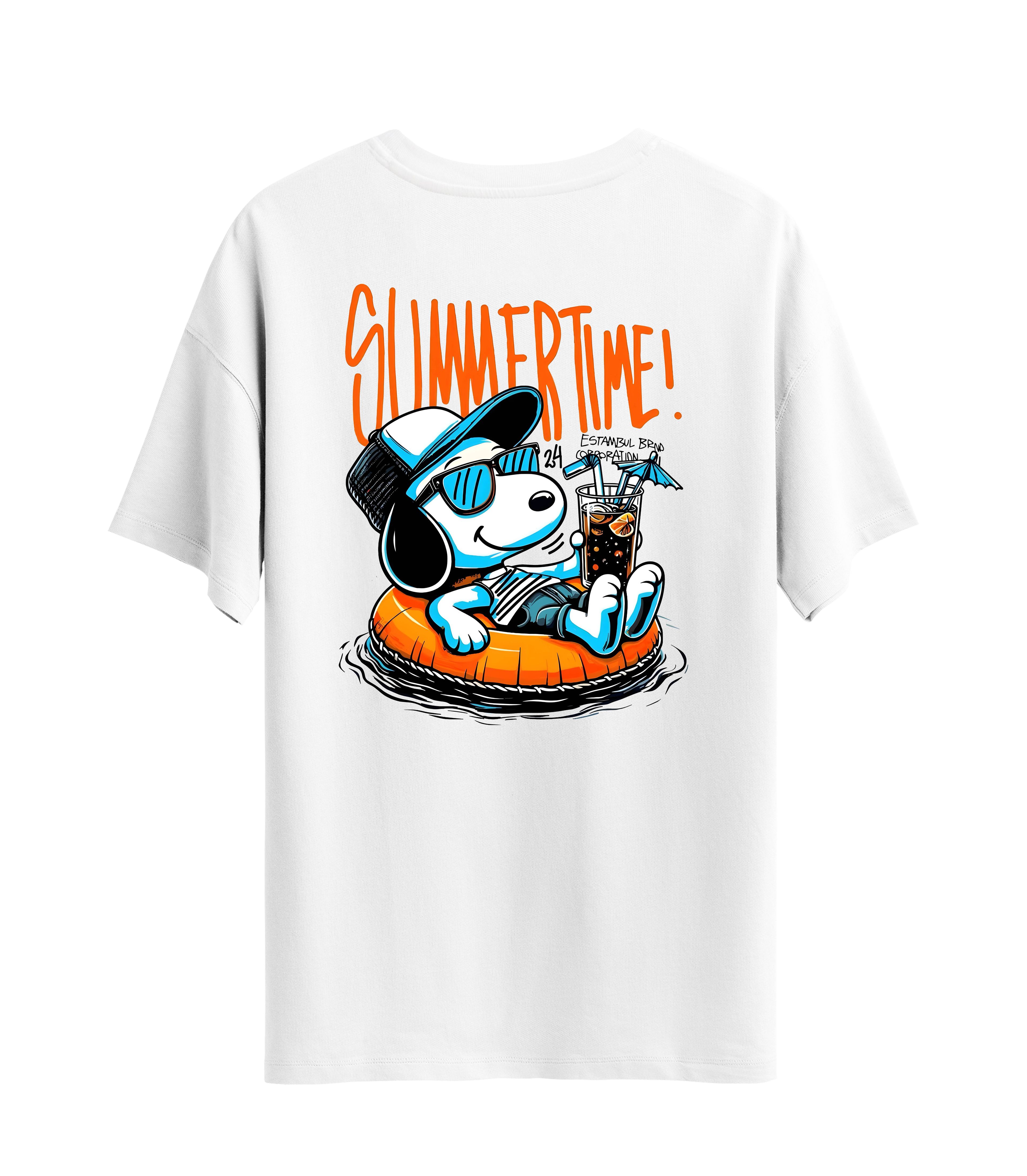 Summertime! Sırt Baskılı - Unisex Oversize T-Shirt