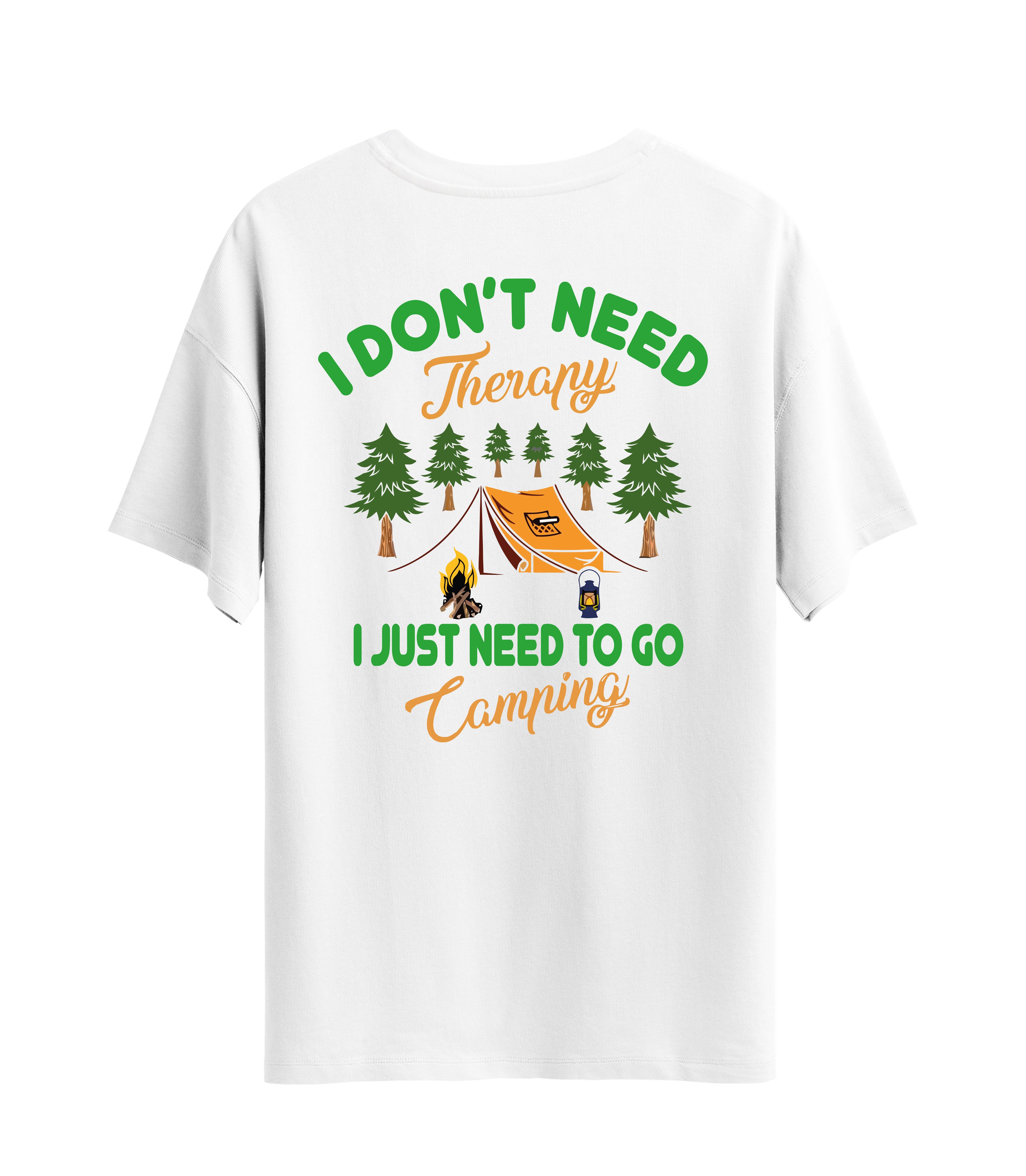 Camping Sırt Baskılı - Unisex Oversize T-Shirt
