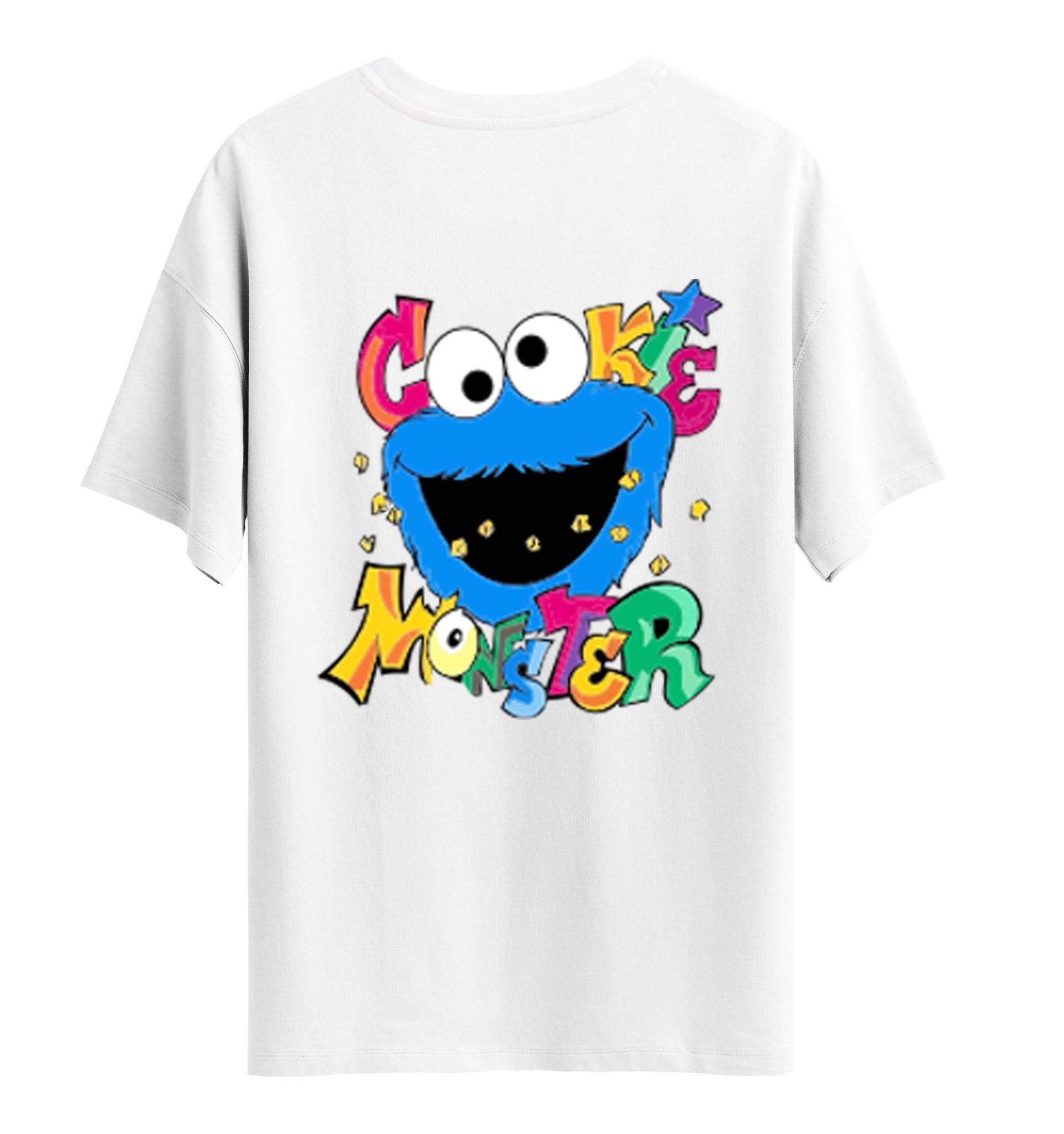 Cookie Monster - Sırt Baskılı Unisex Oversize T-Shirt