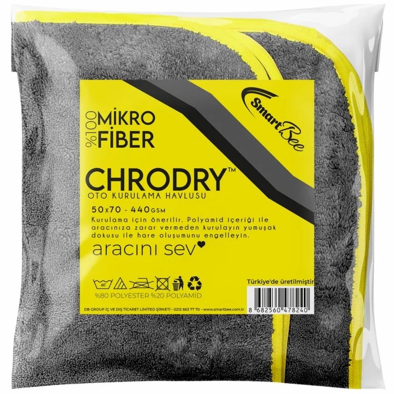 CHRODRY Microfiber Car Drying Towel 50×70 cm 440 GSM – Anthracite