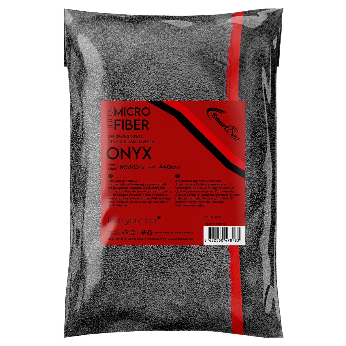 ONYX Microfiber Car Drying Towel 60x90cm 440GSM – Anthracite