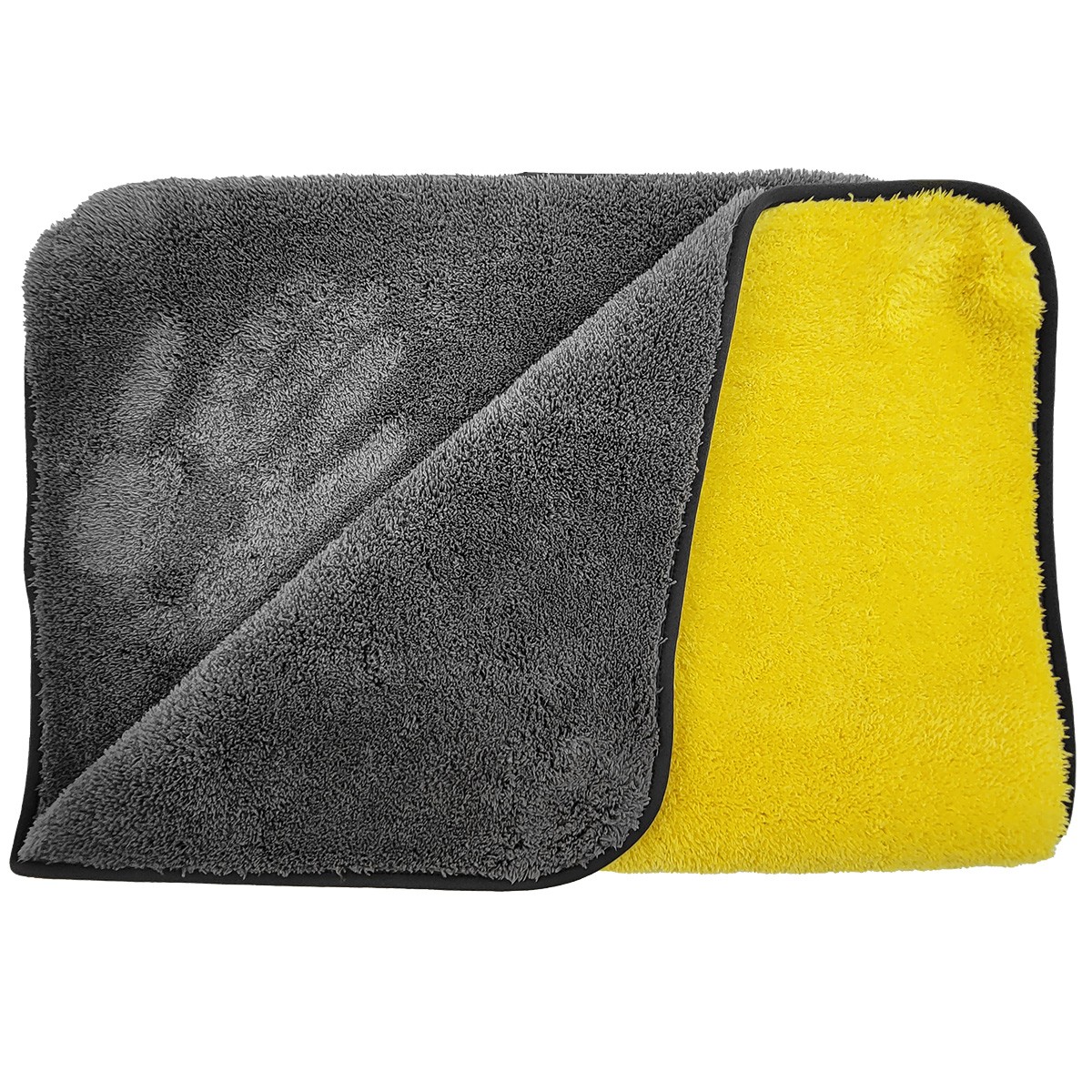 REİS Large Double Layer Microfiber Car Drying Towel 50×70 1300GSM – Yellow Gray