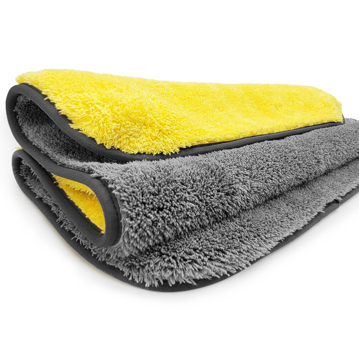 REİS Large Double Layer Microfiber Car Drying Towel 50×70 1300GSM – Yellow Gray