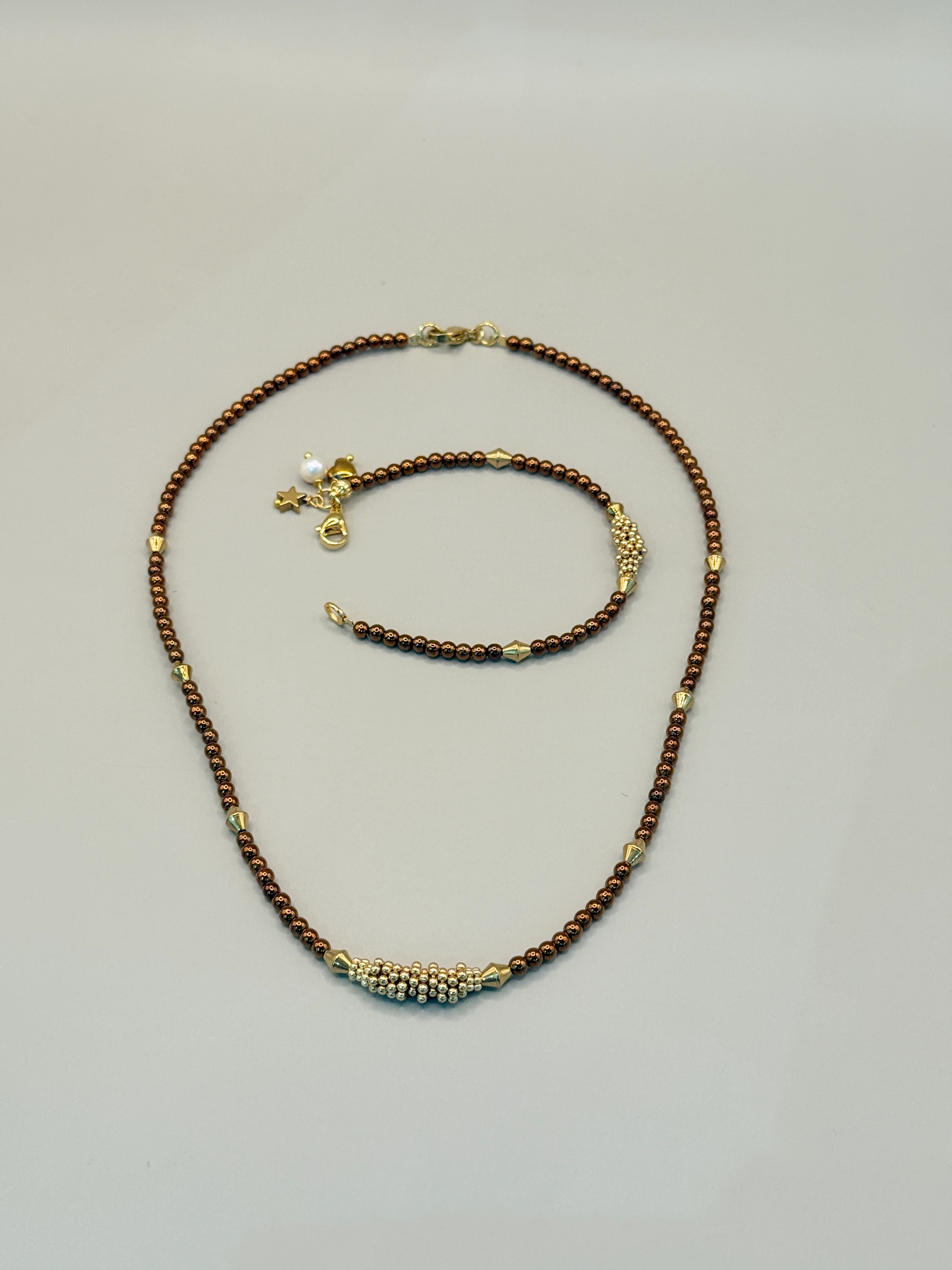 Doğal Taşlı El Yapımı “Litvanya”  Kolye/Bileklik Takım