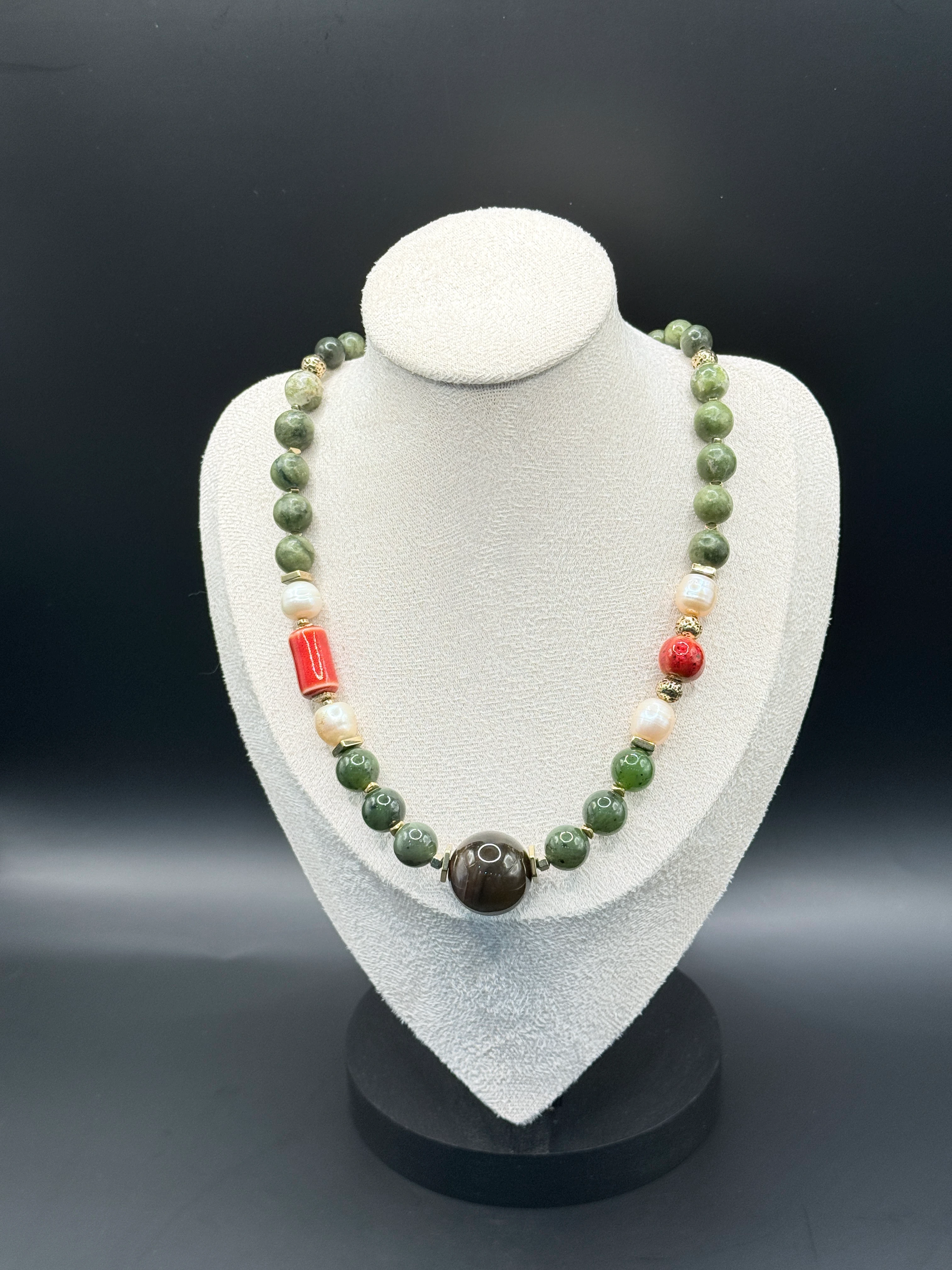 Doğal Taşlı El Yapımı "Rostock 2” Kolye