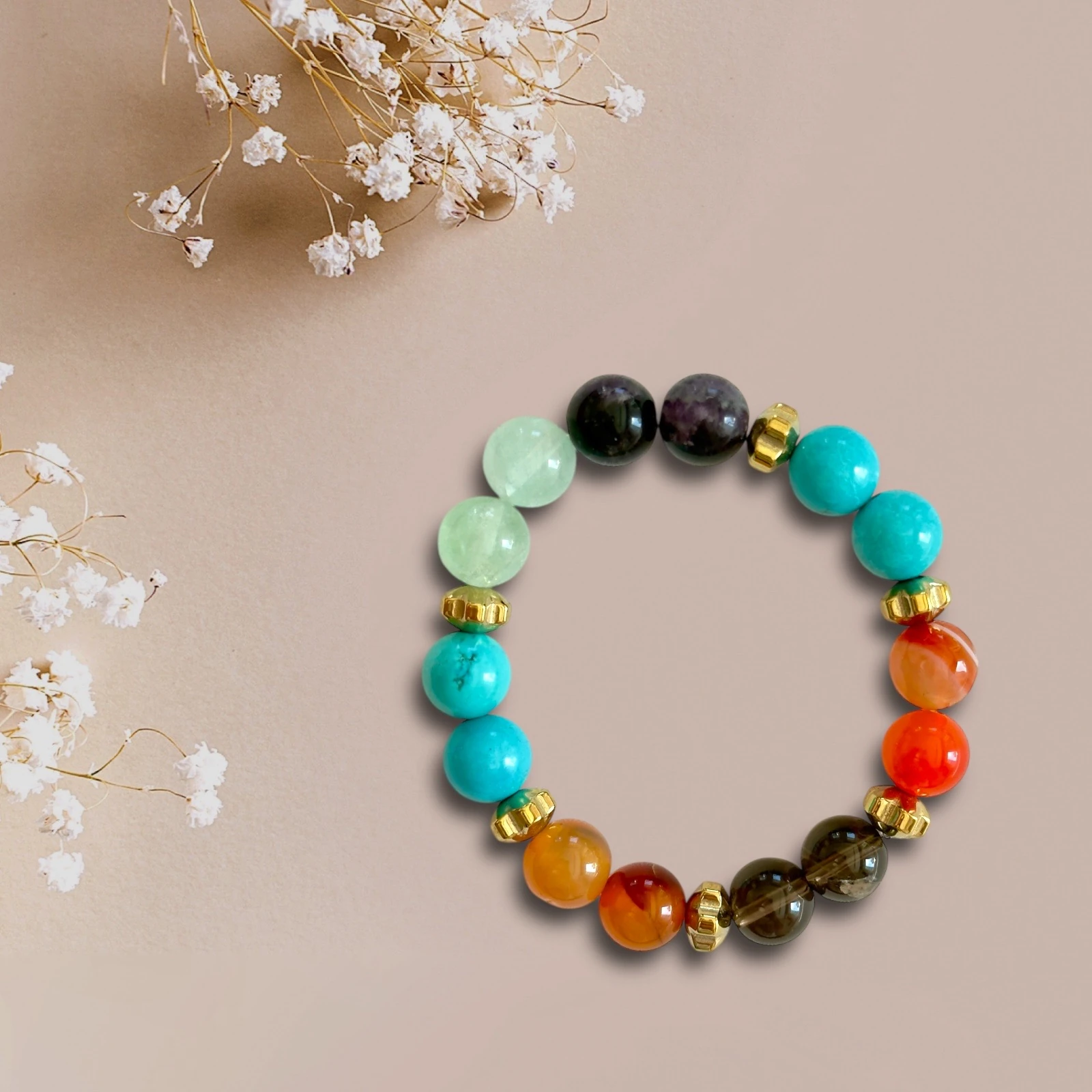 Doğal Taşlı El Yapımı "Boğa Burcu" Bileklik