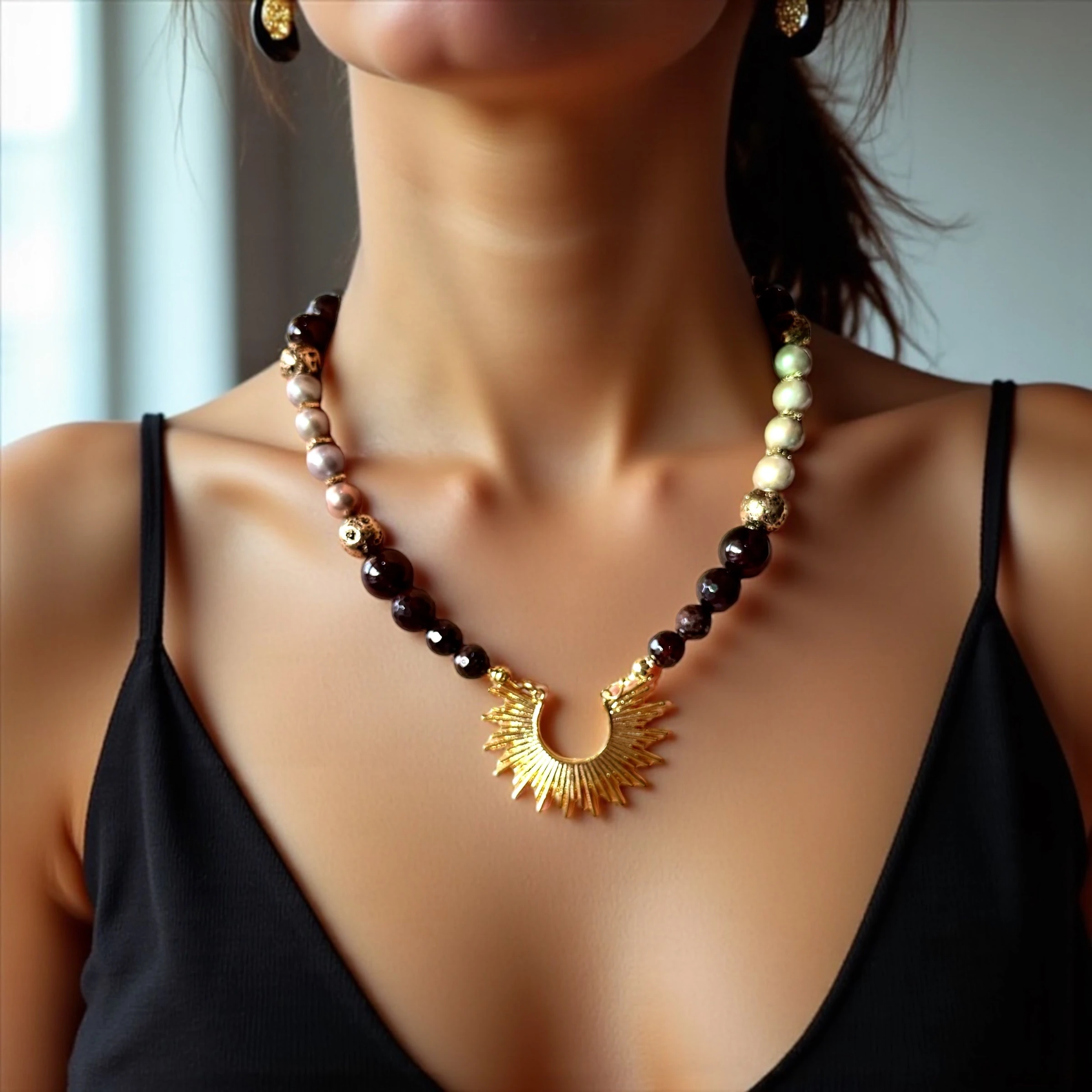 Doğal Taşlı  El Yapımı “Milano” Kolye