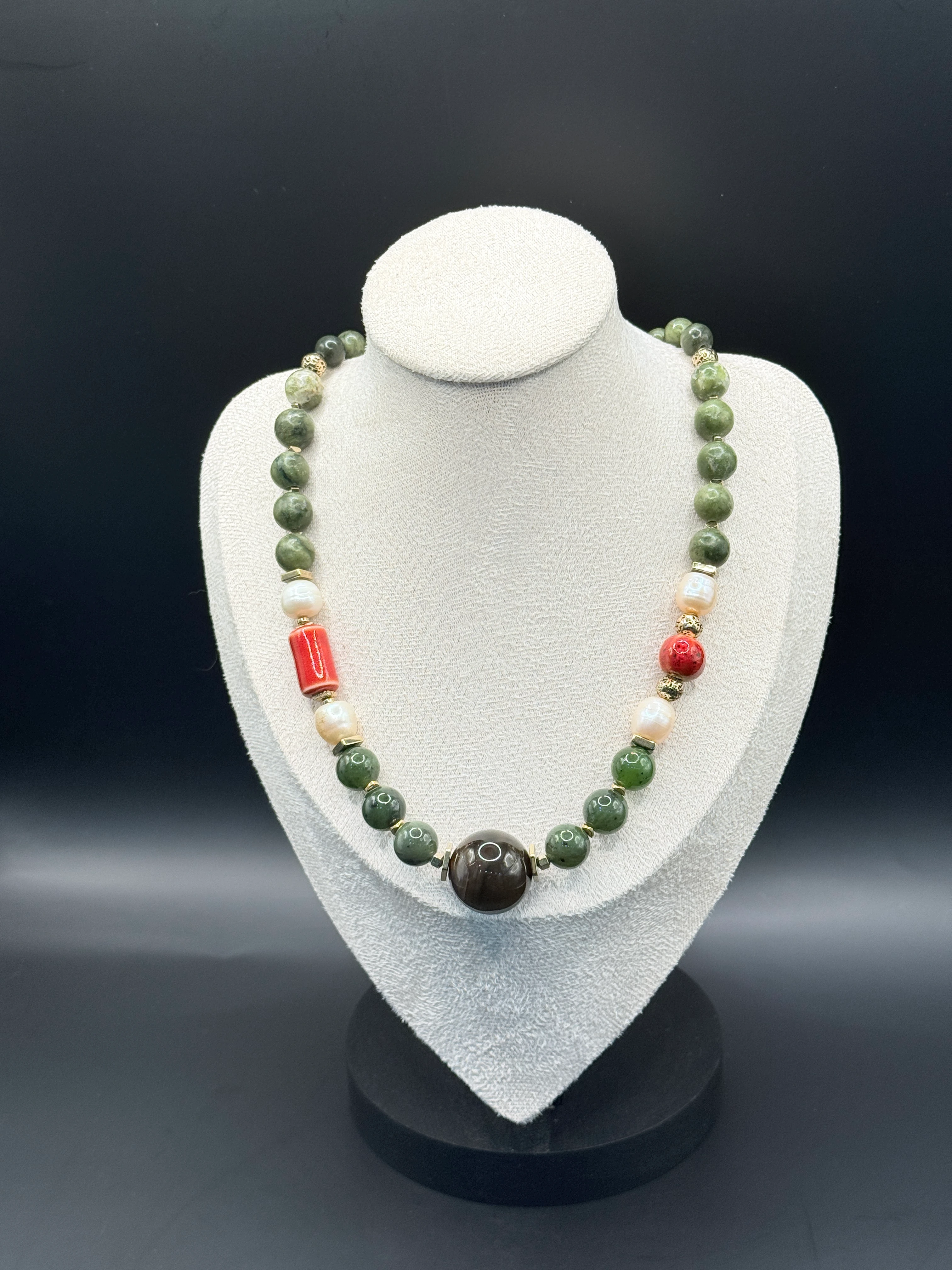 Doğal Taşlı El Yapımı "Rostock 2” Kolye