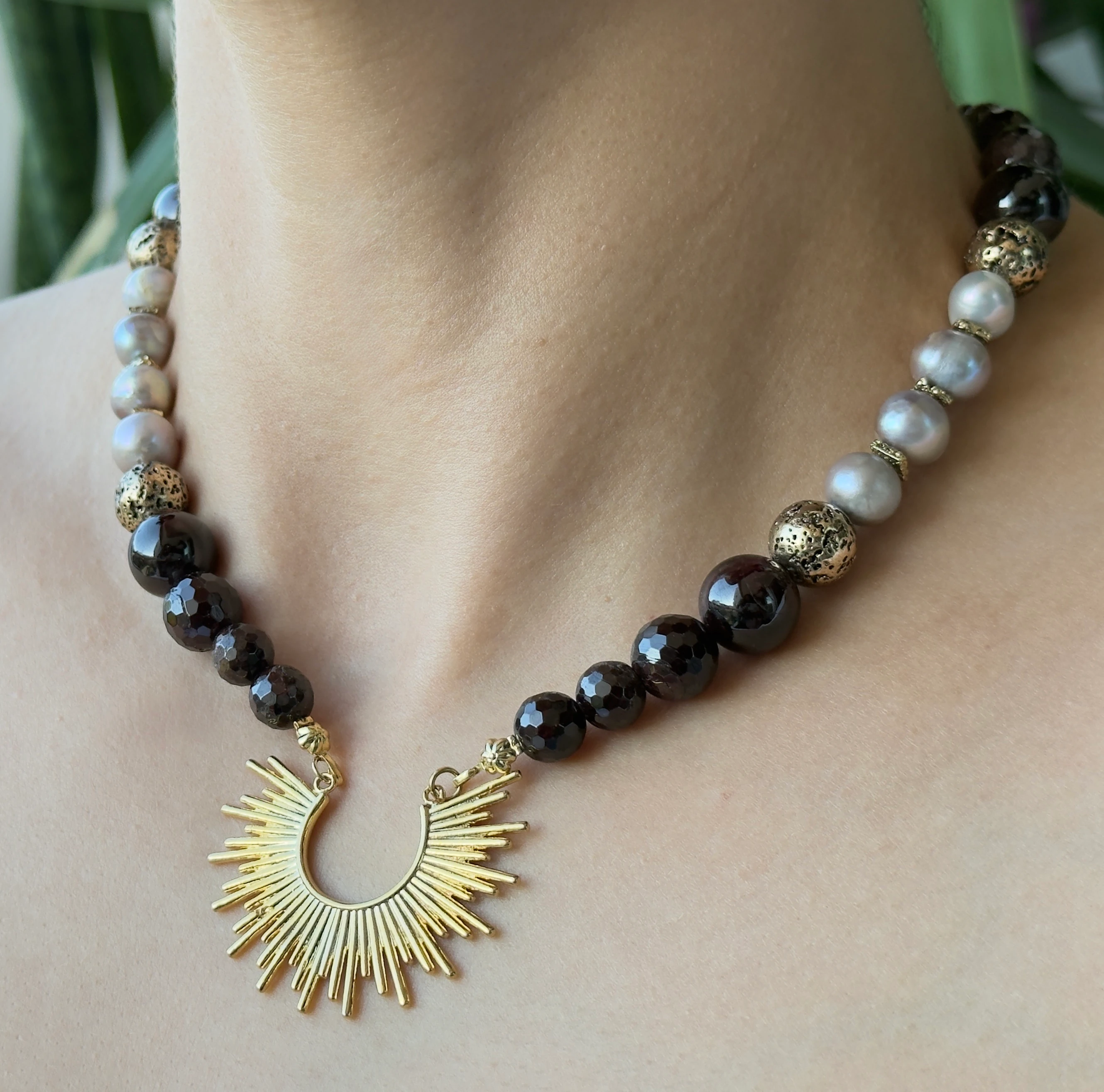 Doğal Taşlı  El Yapımı “Milano” Kolye