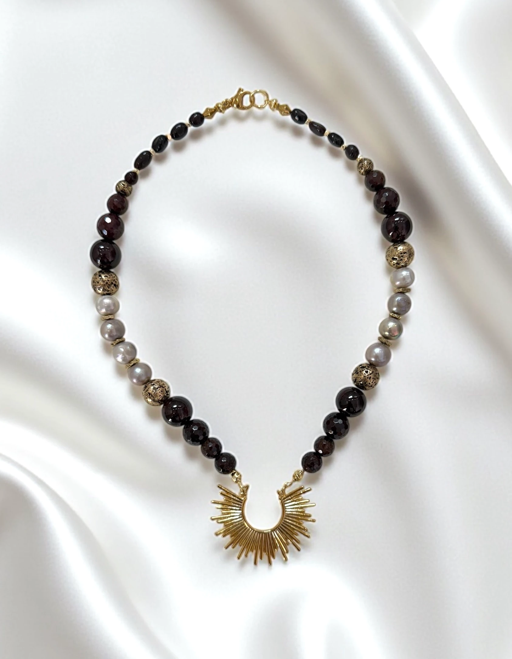 Doğal Taşlı  El Yapımı “Milano” Kolye