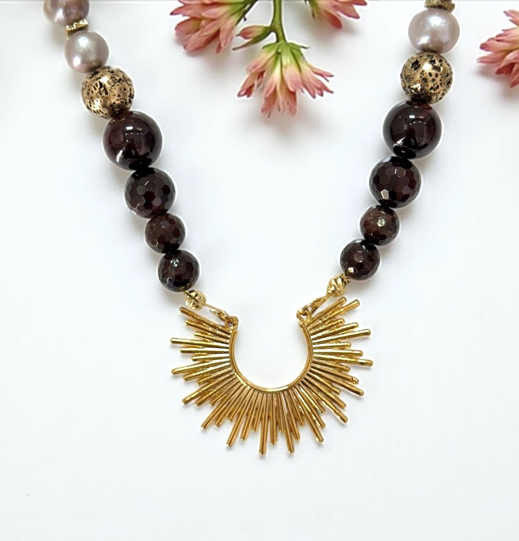 Doğal Taşlı  El Yapımı “Milano” Kolye