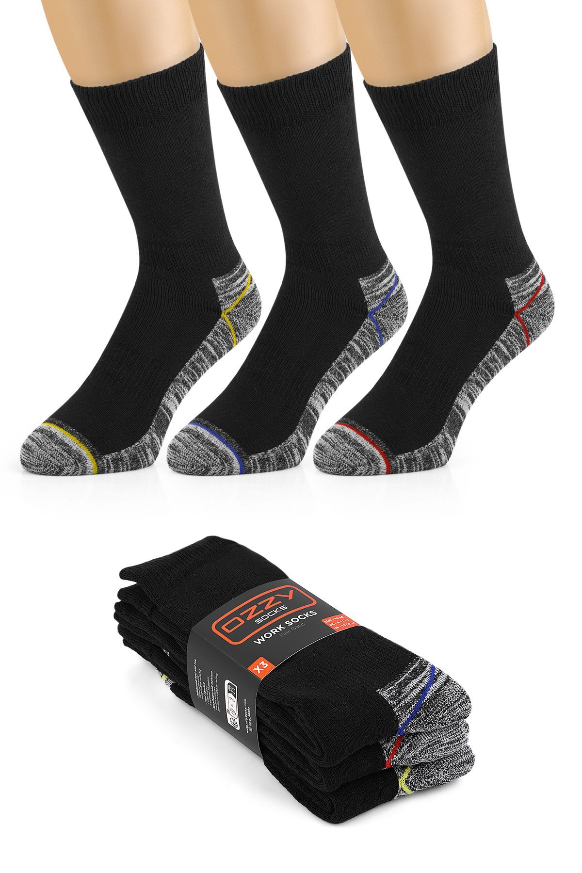 Socks 3 Çift Erkek Dayanıklı,Koruyucu ve Topuk Burun Kalın İşçi Çorabı