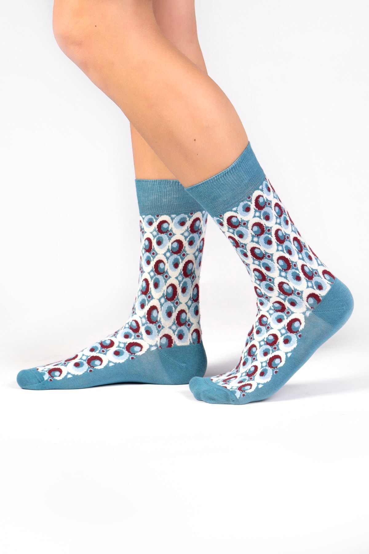 6' Lı Organik Pamuklu Dikişsiz Erkek Çok Renkli Desenli Çorap 4