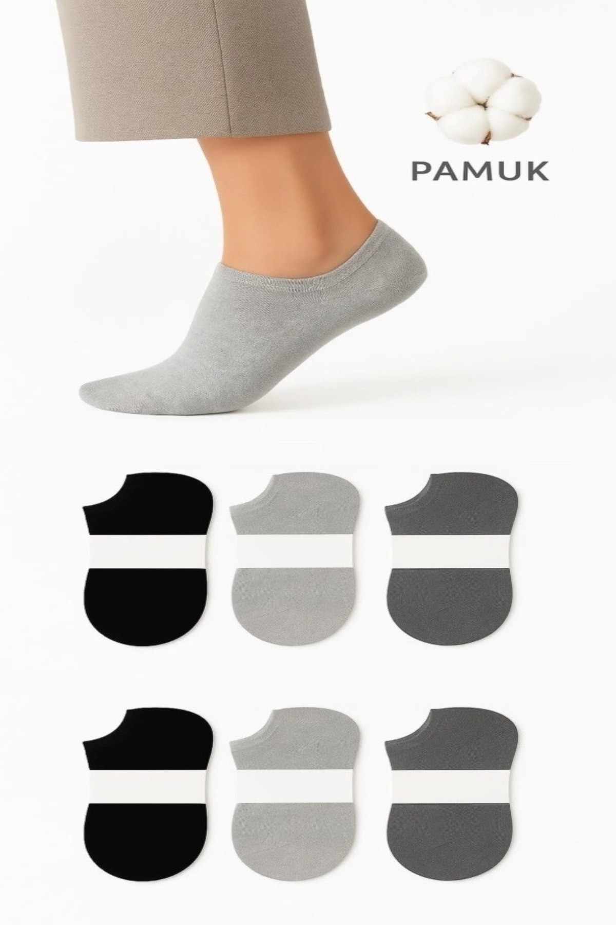6 Çift Unisex Dikişsiz Patik Çorap