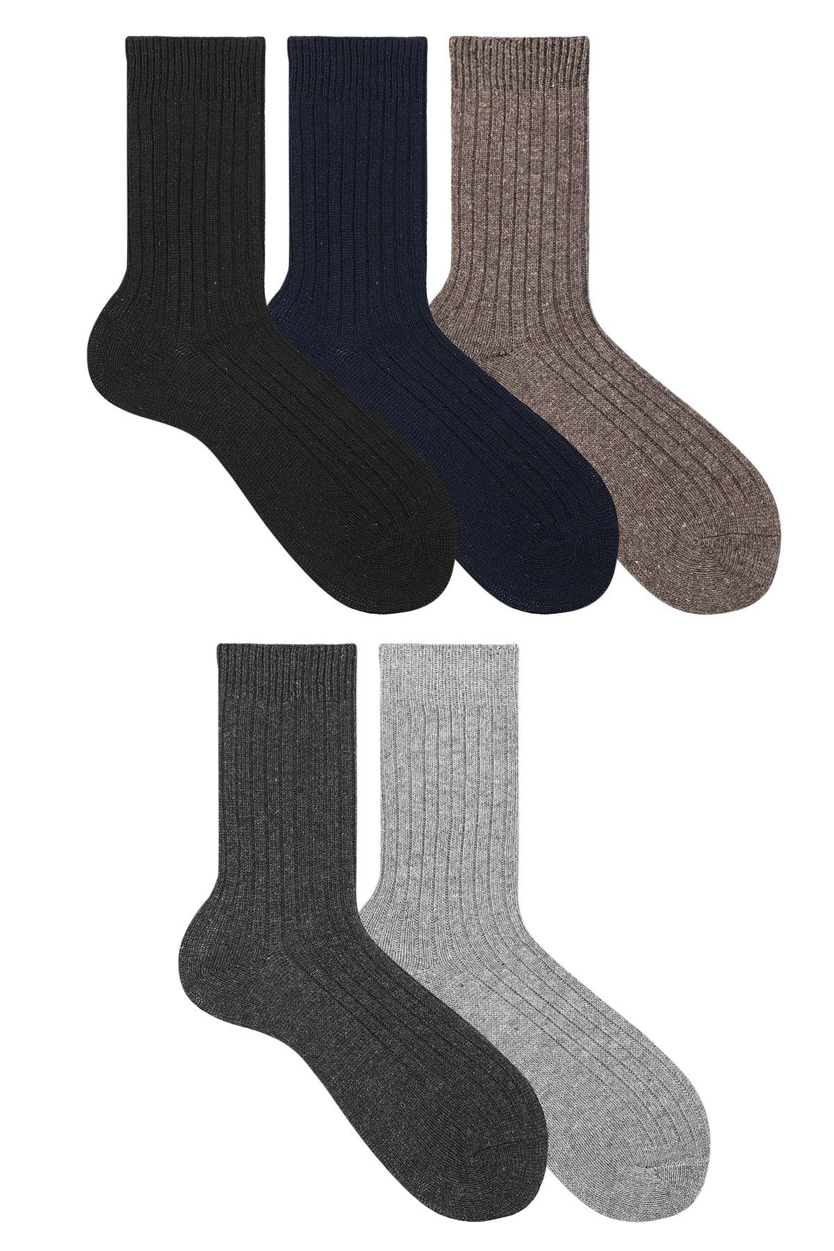 5 Çift Kışlık Erkek Lambswool Yünlü Uyku Çorabı Soft Touch
