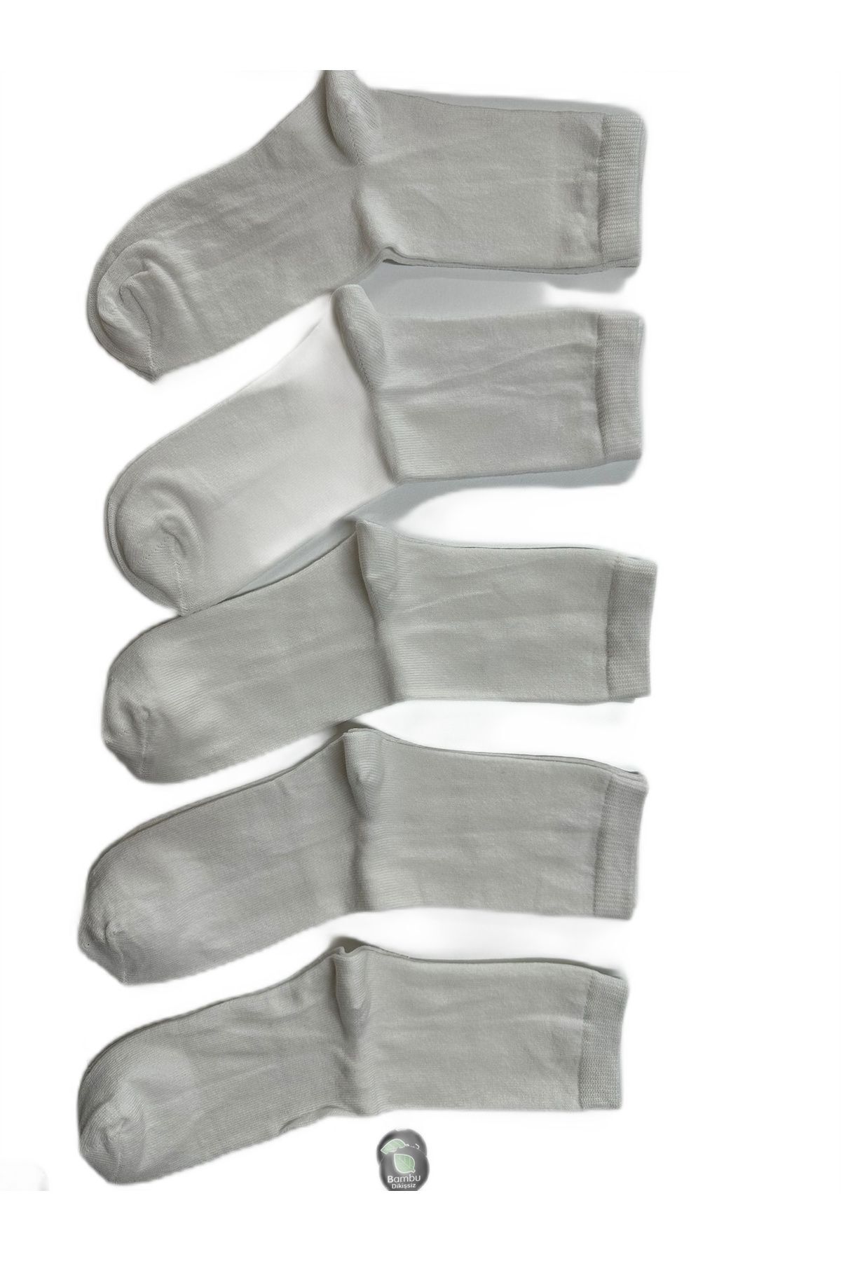 5 Çift Beyaz Renkli Pamuklu Çocuk Uzun Soket Çorap