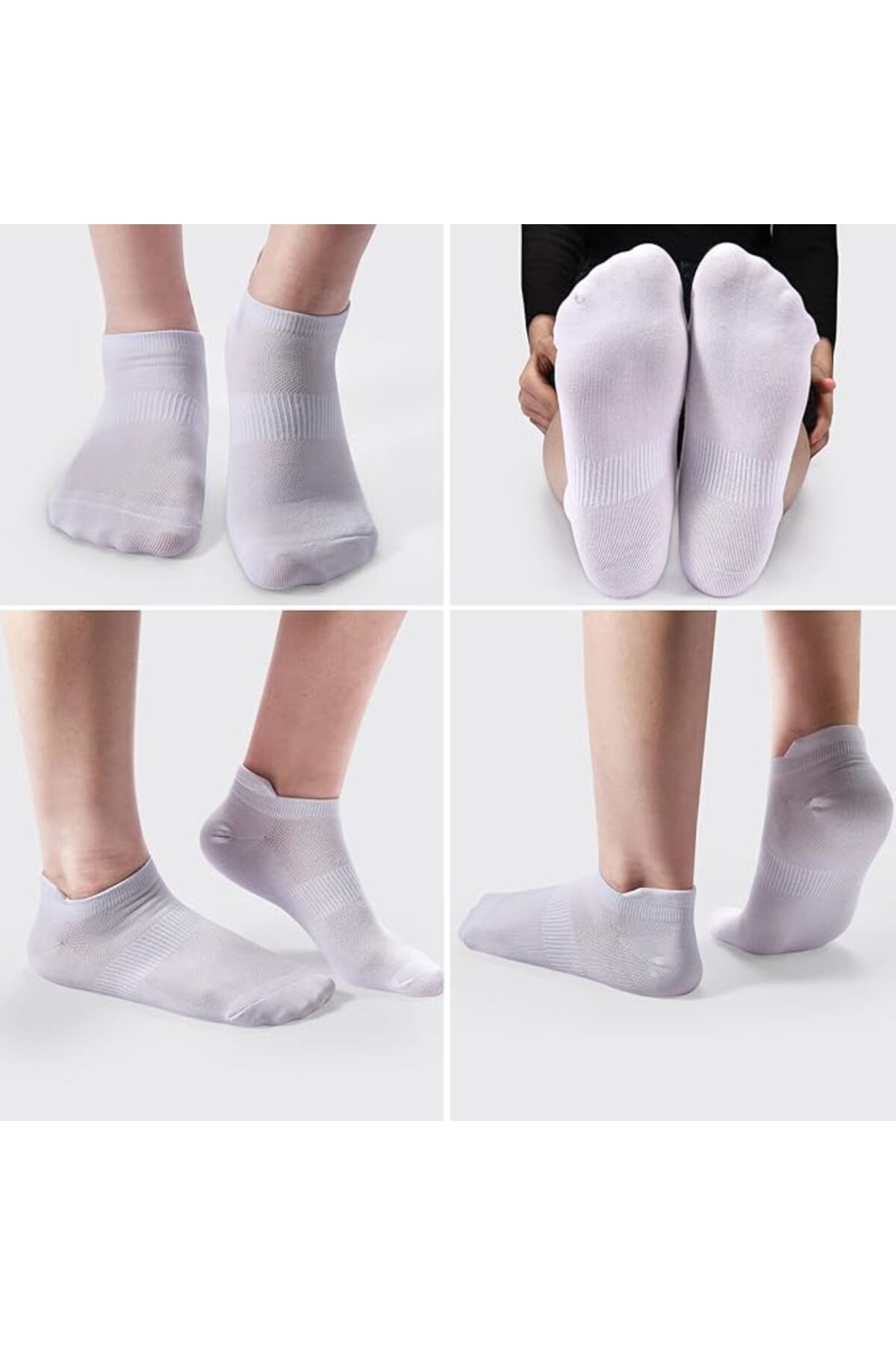 6 Çift Logosuz Beyaz Arkası Çekmeli Pamuklu Tenis Patik Unisex Çorap