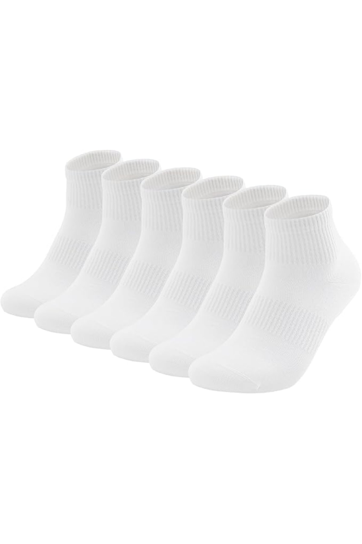 6 Çift Logosuz Beyaz Dikişsiz Pamuklu Kisa Tenis Unisex Çorap