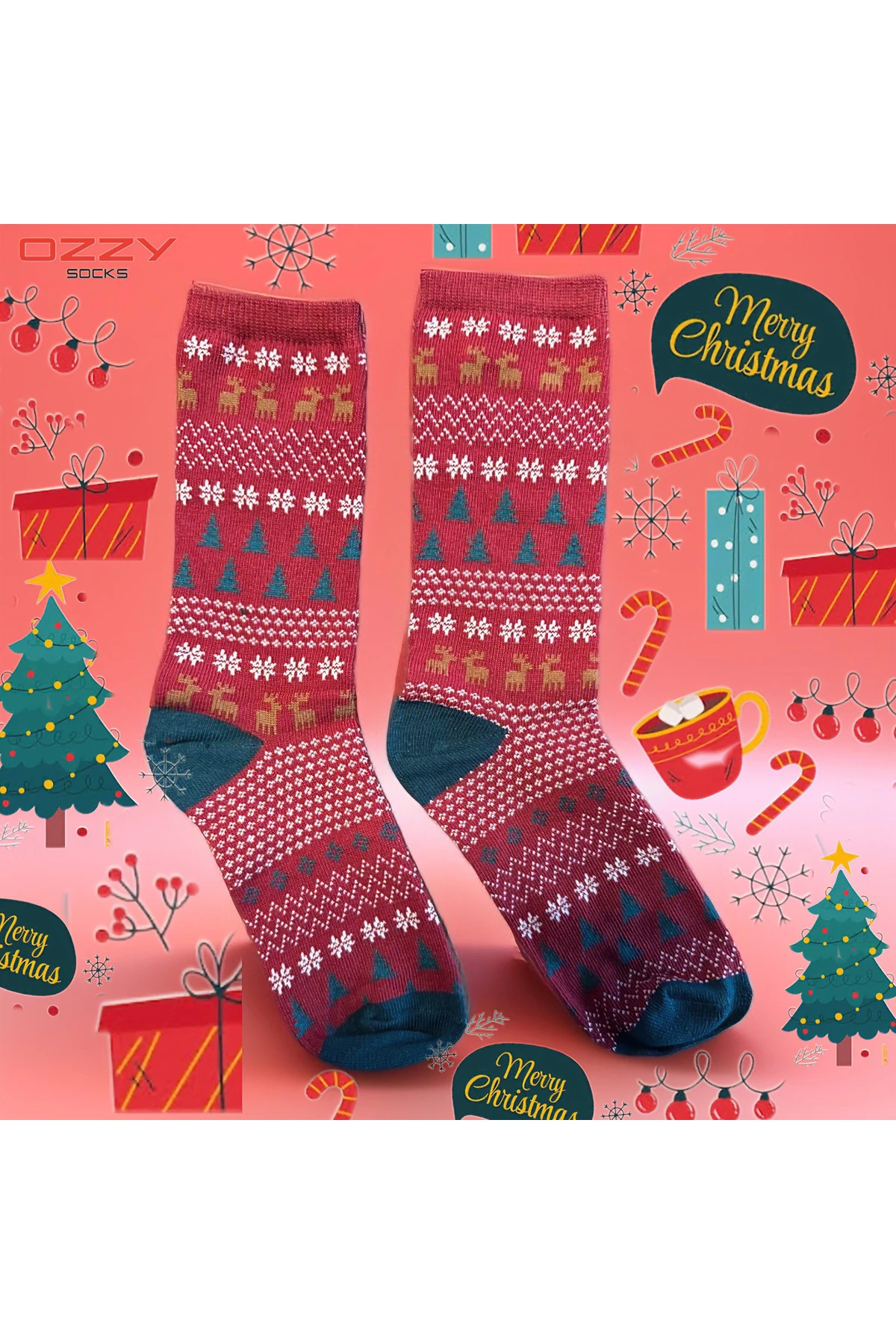 3 Çift Yılbaşı Desen Çocuk Çorap