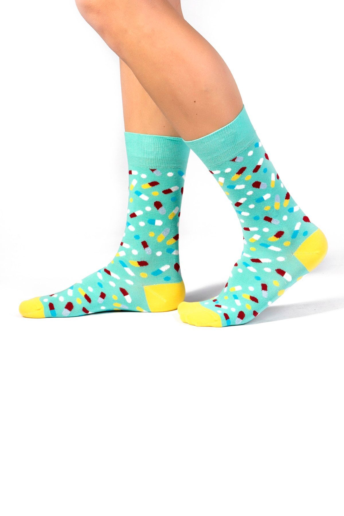 Erkek Renkli Desenli Pamuklu Dikişsiz Çorap 6'lı