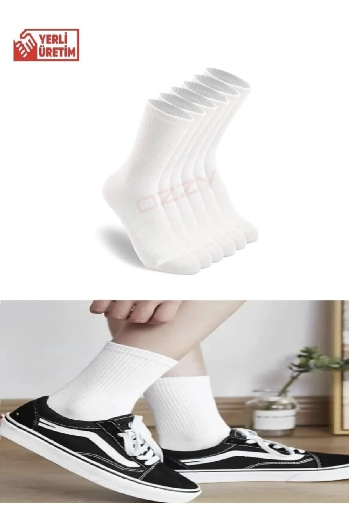 6 Çift Logosuz Beyaz Dikişsiz Pamuklu Tenis Unisex Soket Çorap
