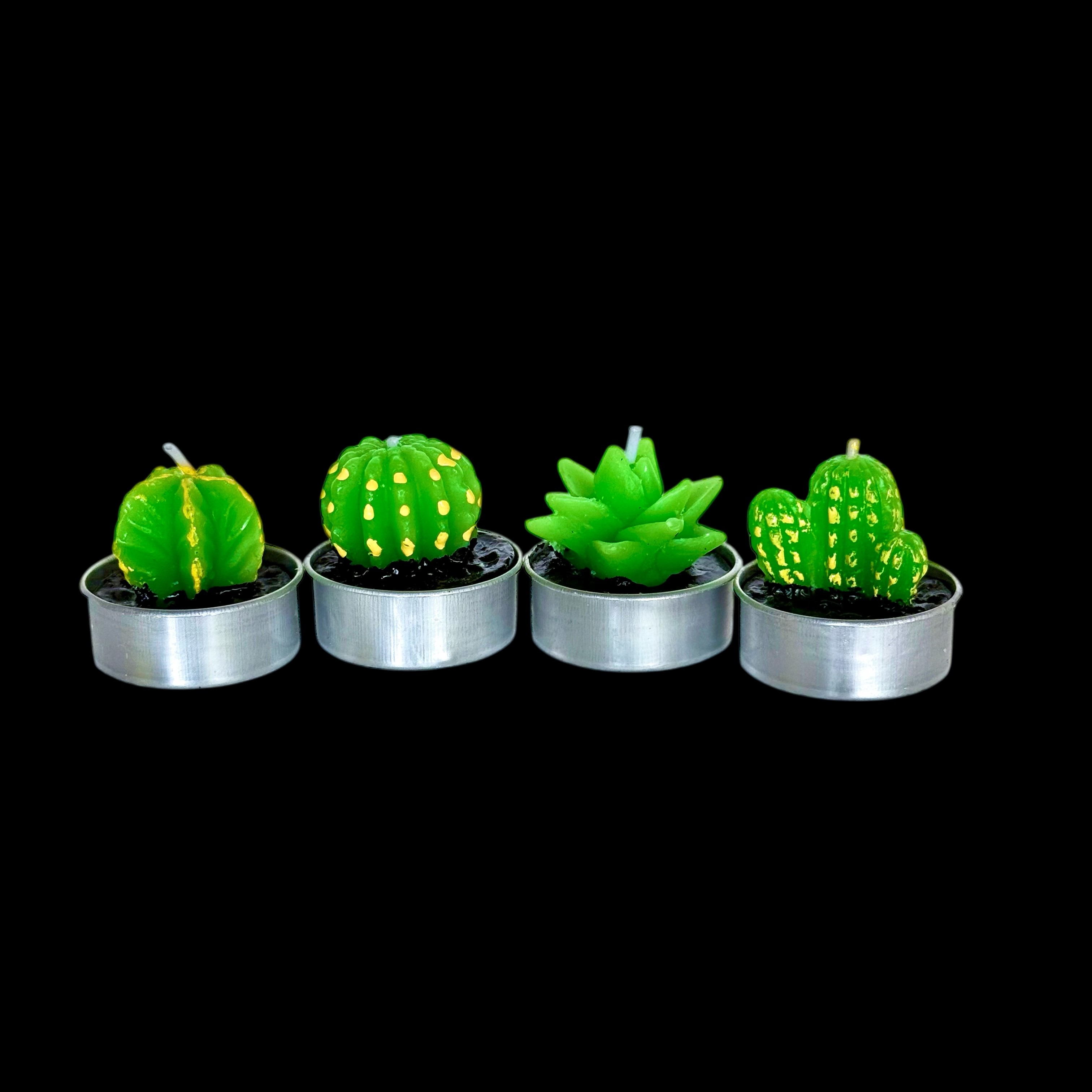 Yeşil Kaktüs Temalı Tealight Mum