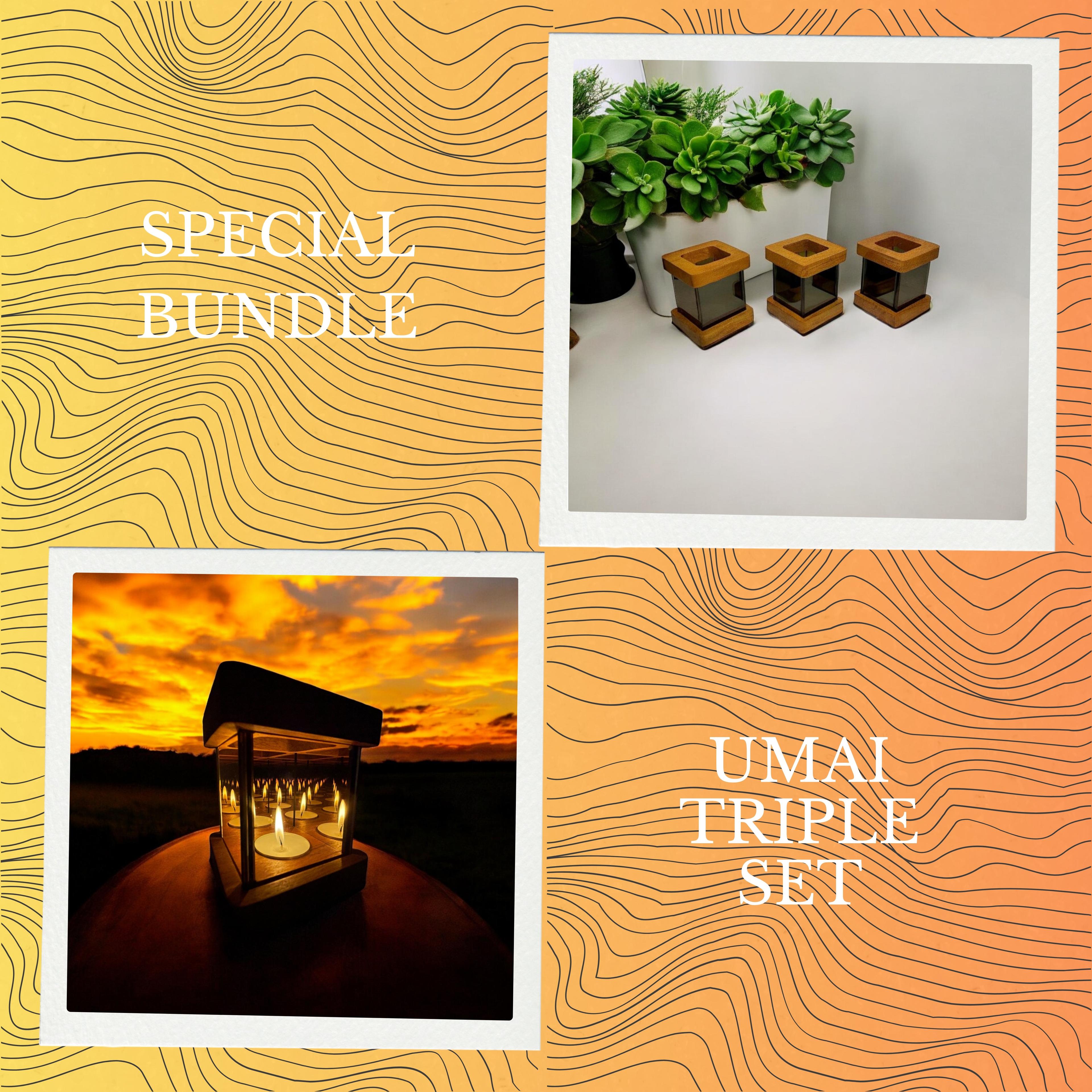 "UMAI" Set of 3 candle holders