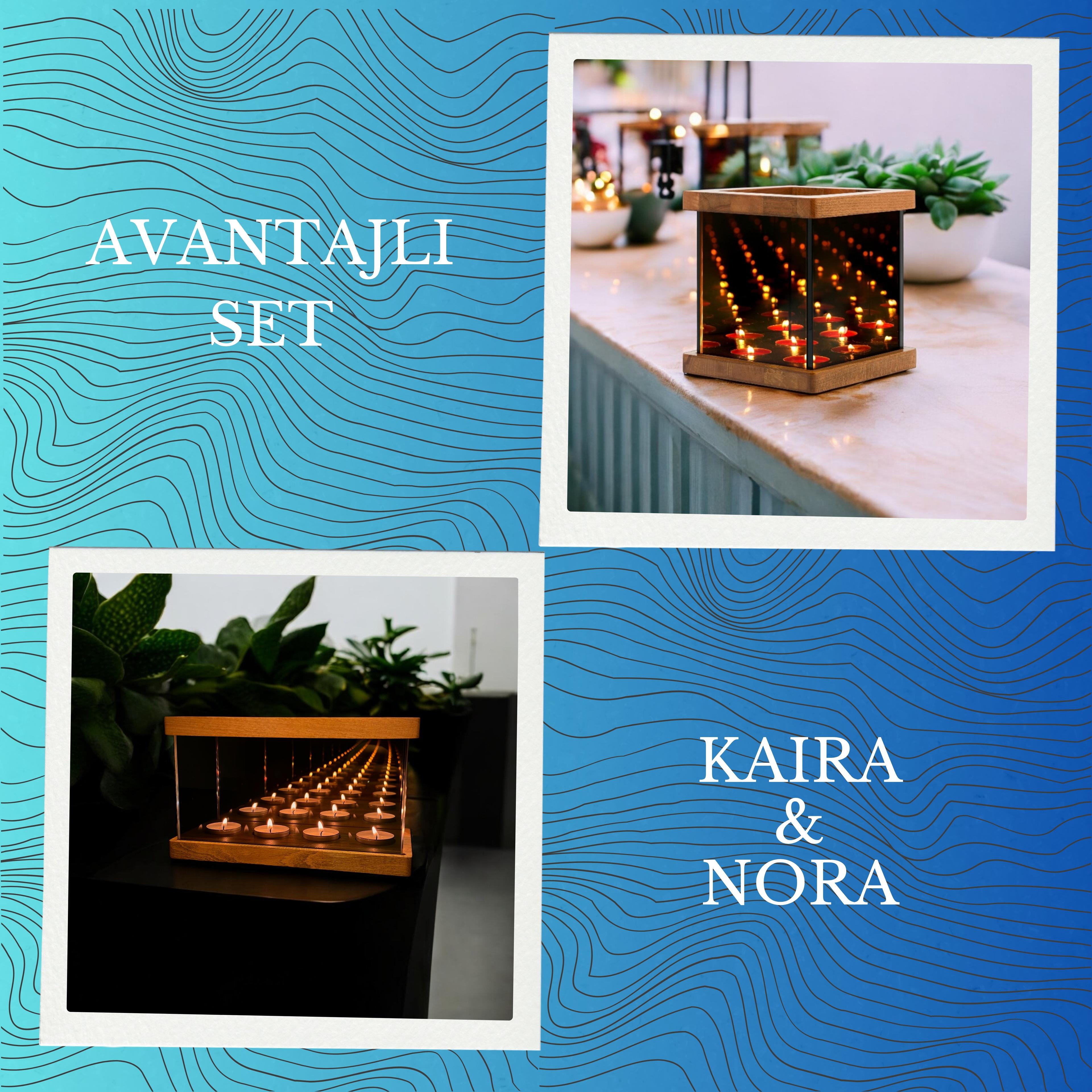 Kaira + Nora infinity Mirror Candle Holder Set