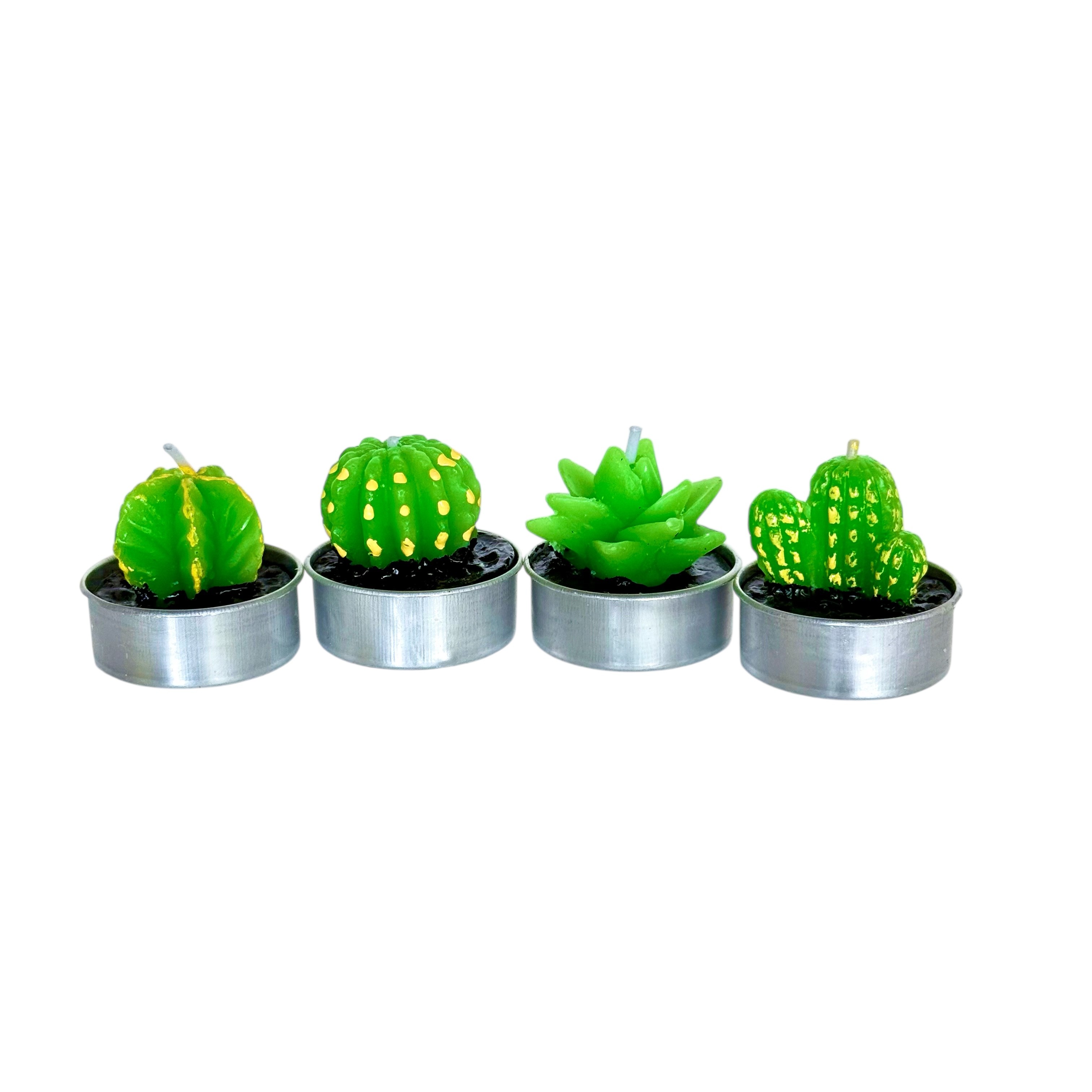 Yeşil Kaktüs Temalı Tealight Mum
