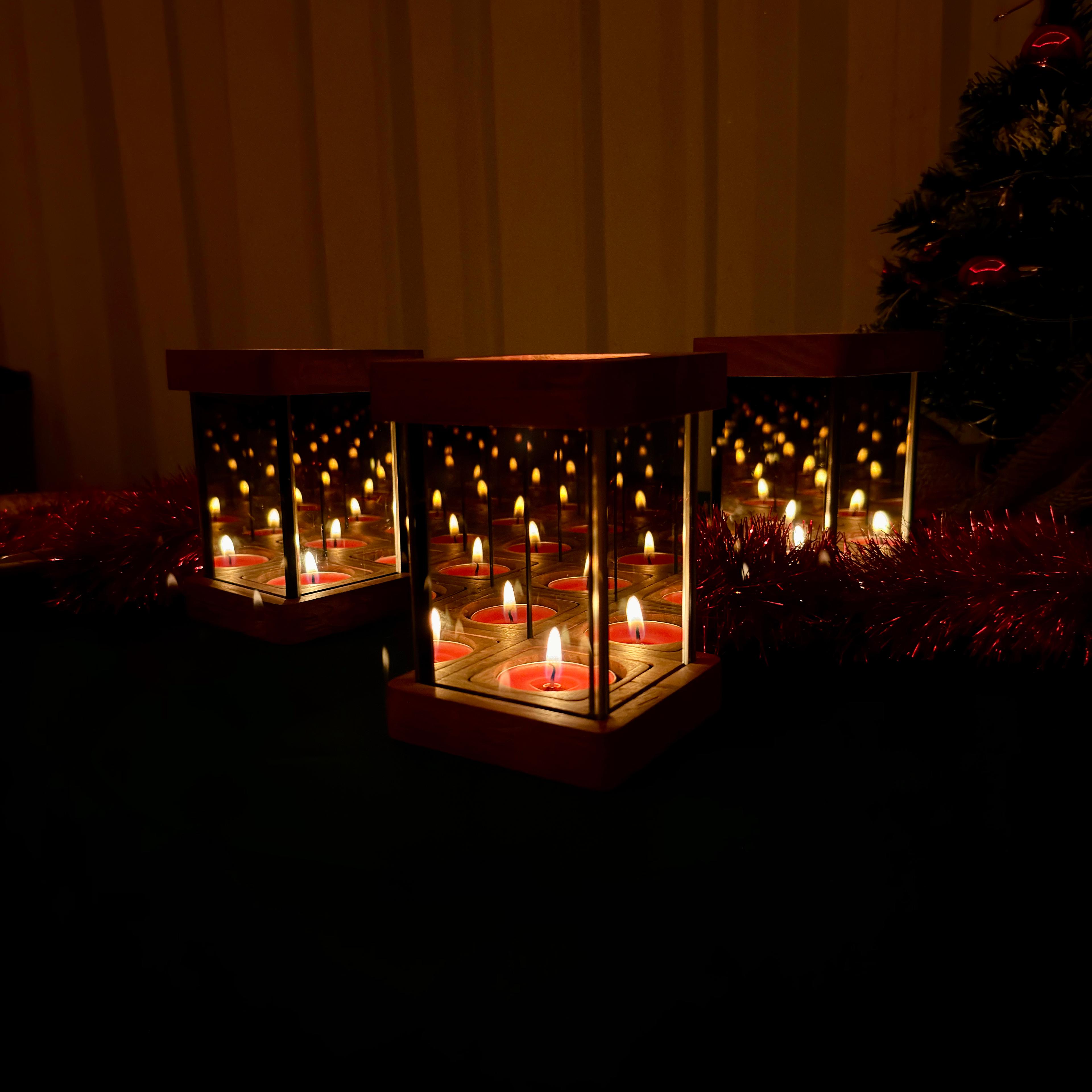 "Umai" Infinity Mirror Tea Light Candle Holder