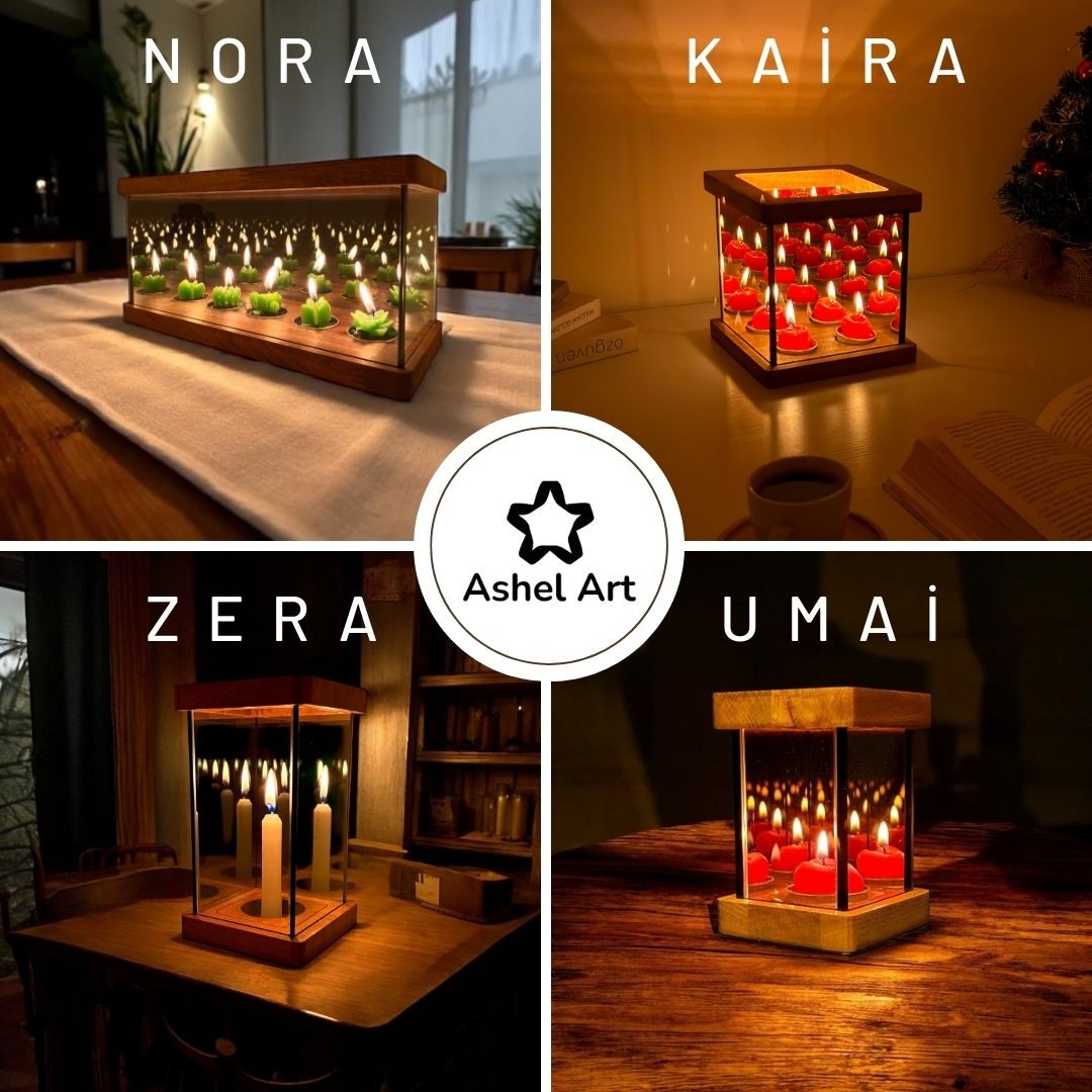 "Kaira" Infinity Mirror Tea Light Candle Holder
