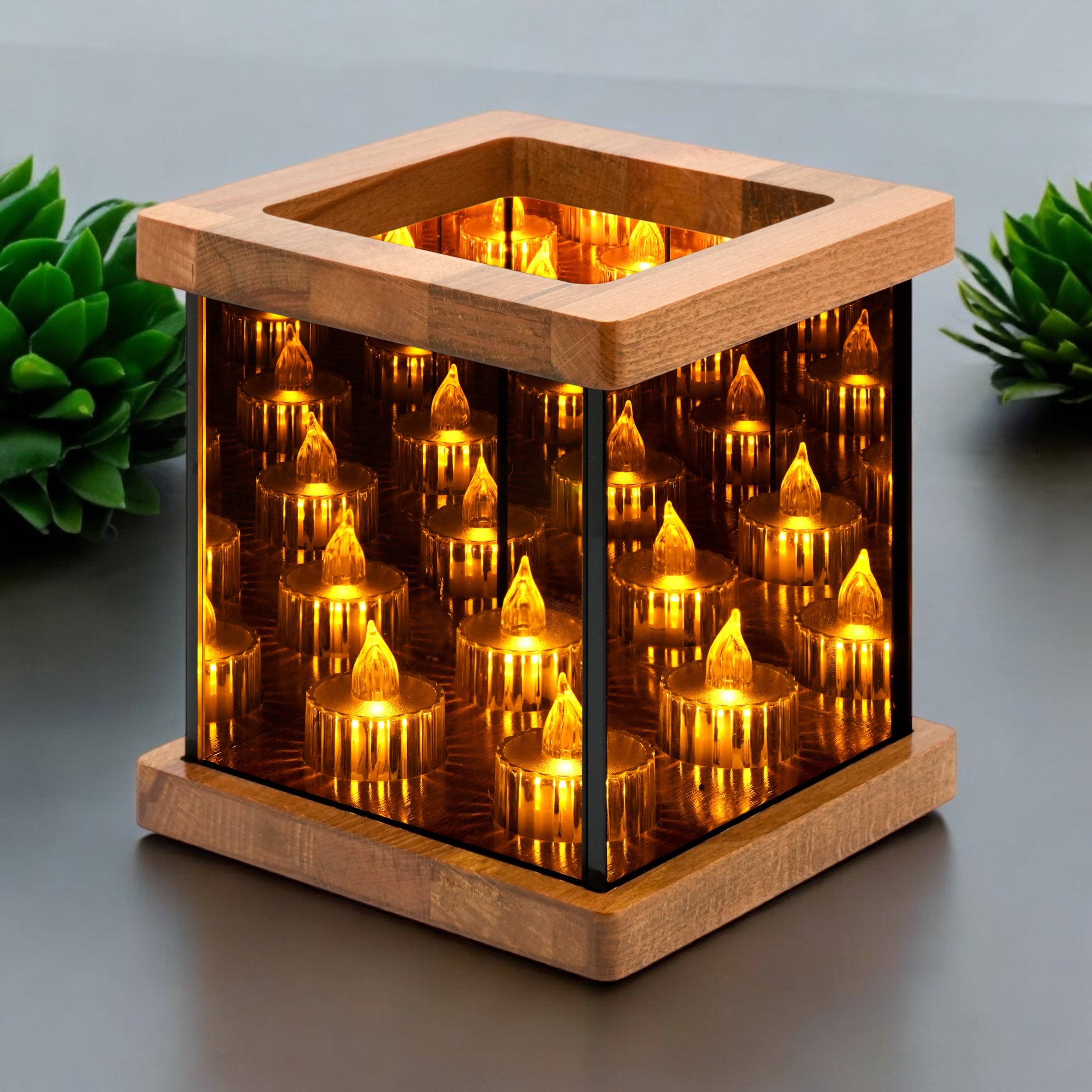 "Kaira" Infinity Mirror Tea Light Candle Holder