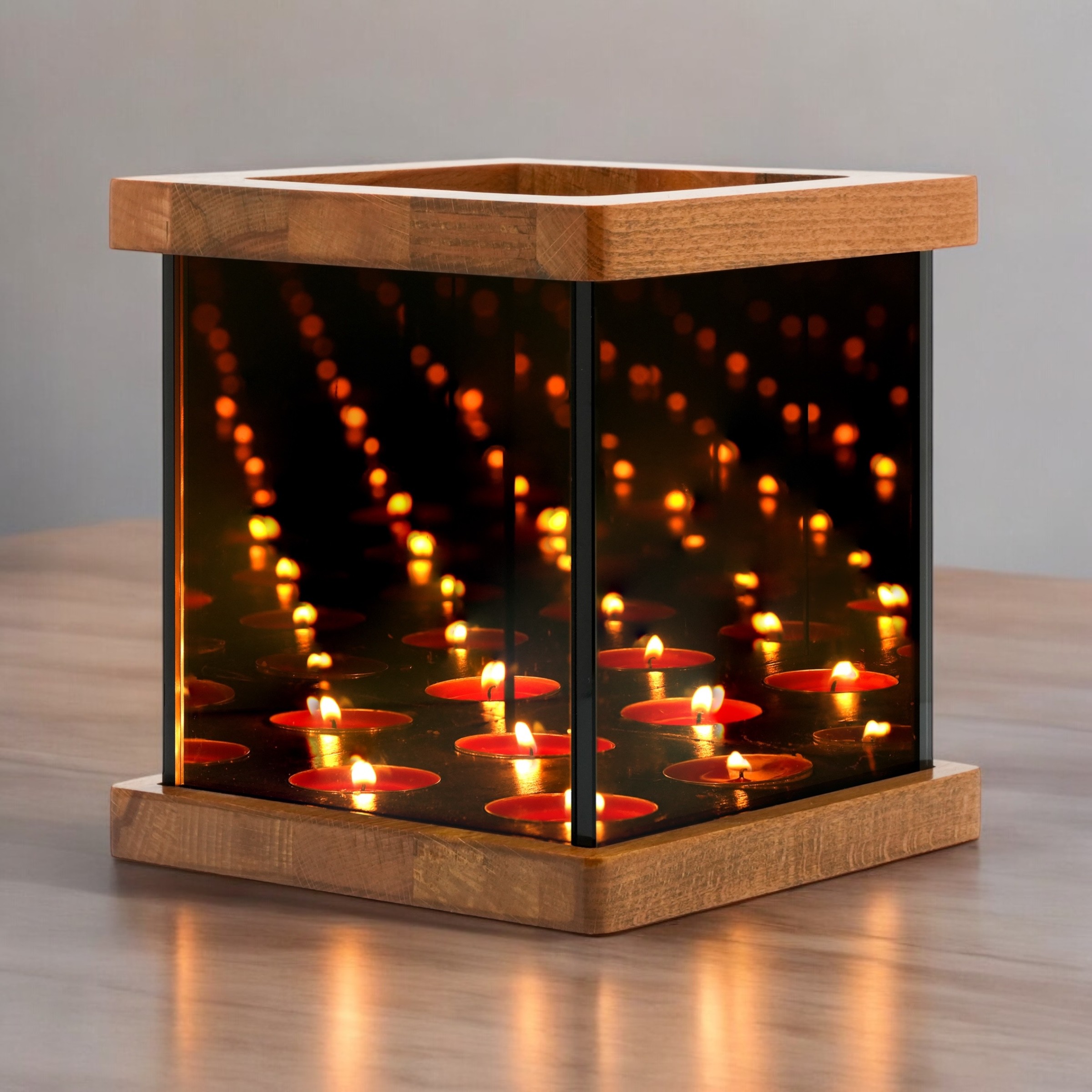 "Kaira" Infinity Mirror Tea Light Candle Holder