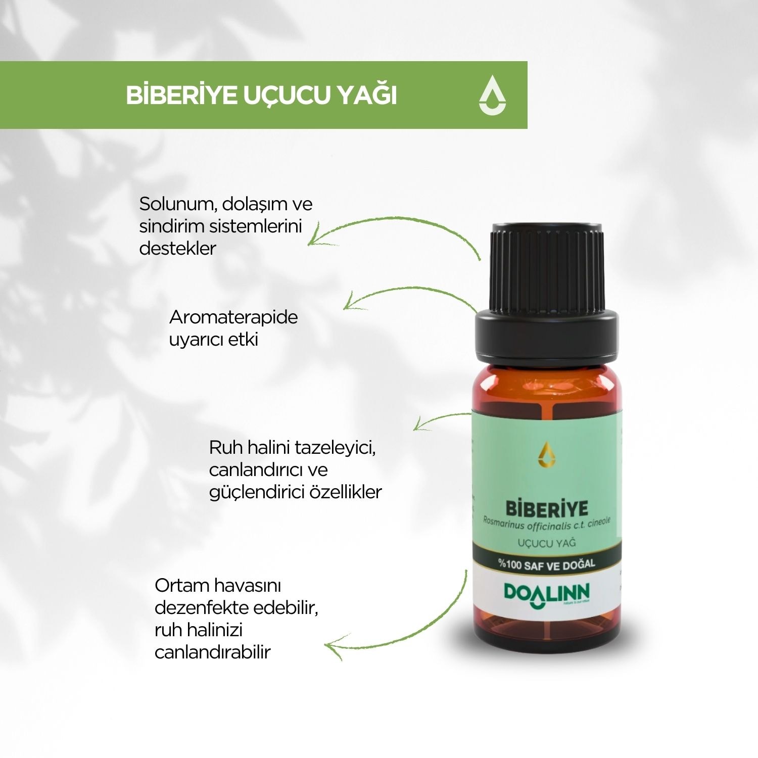 Biberiye Uçucu Yağı (Rosmarinus officinalis ct. cineole) 10 ml.