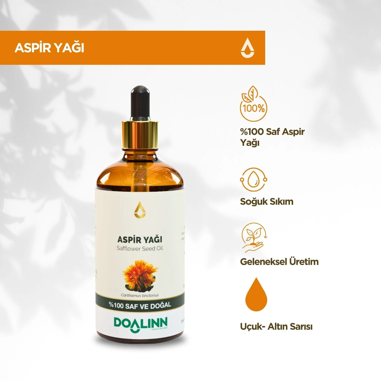 Aspir Yağı (Carthamus tinctorius) 100 ml.