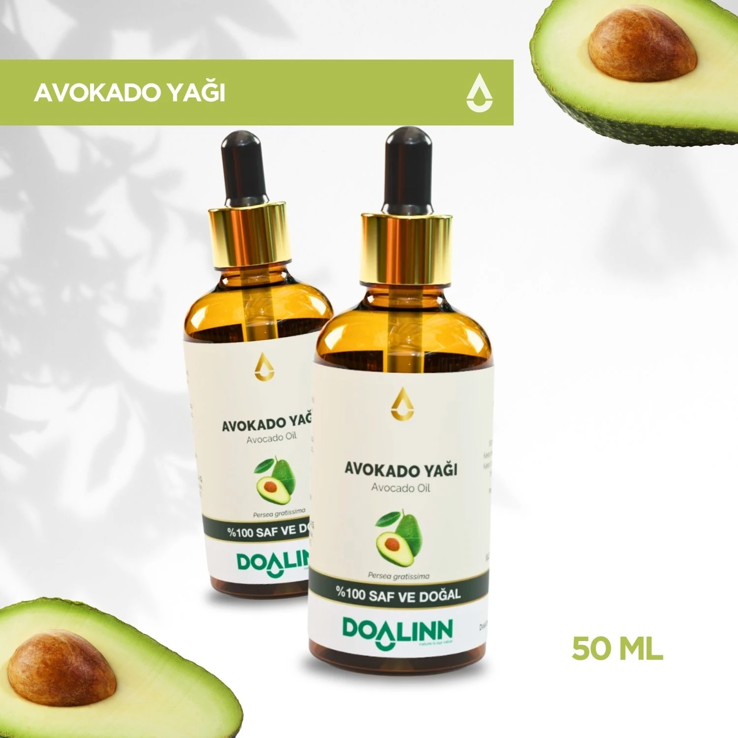 Avokado (Rafine) Yağı (Persea gratissima) 50 ml.