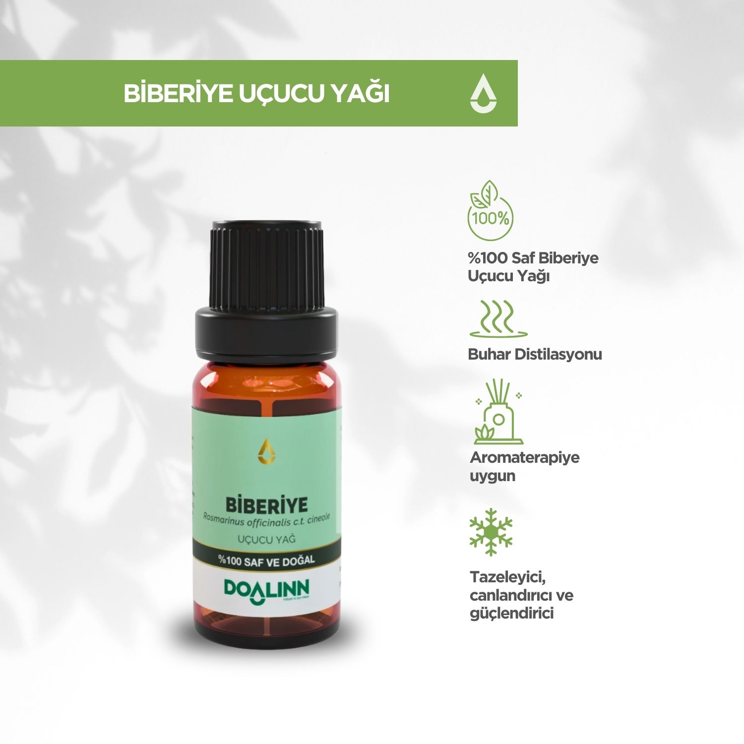 Biberiye Uçucu Yağı (Rosmarinus officinalis ct. cineole) 10 ml.