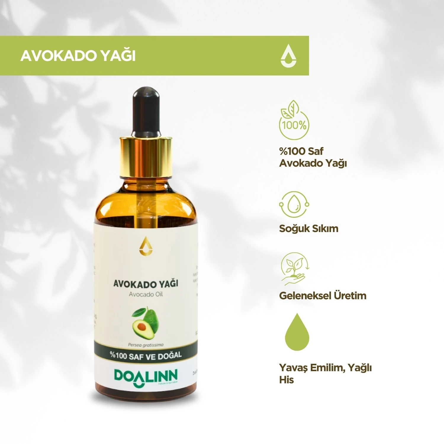 Avokado (Rafine) Yağı (Persea gratissima) 50 ml.