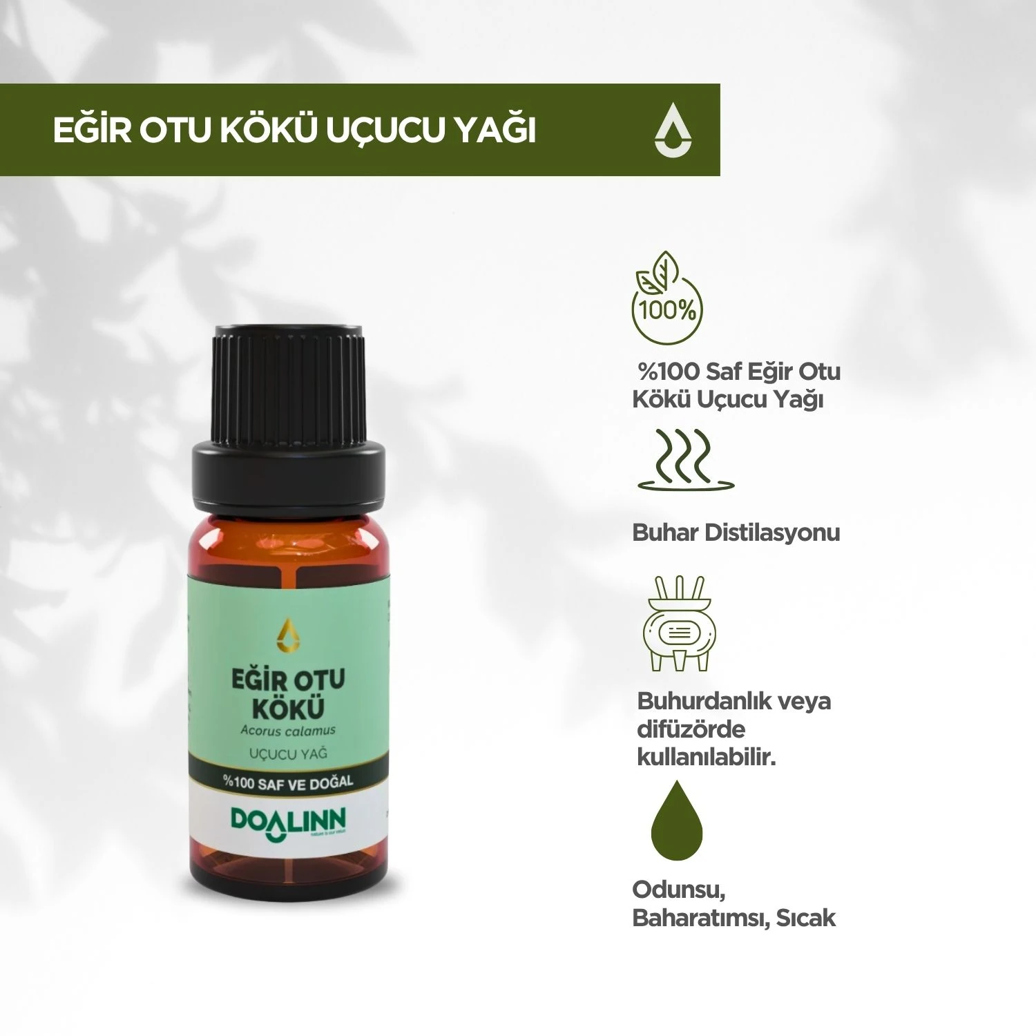 Eğir Otu Kökü Uçucu Yağı (Acorus calamus) 10 ml.