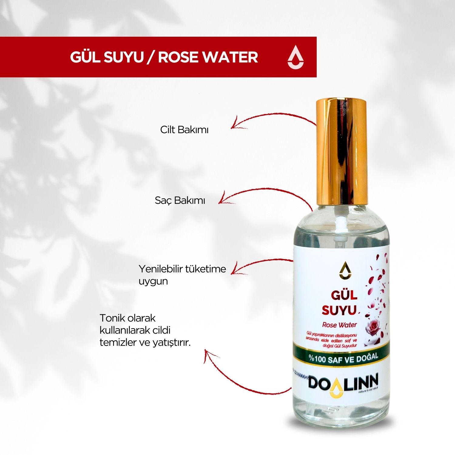 Gül Hidrosolü (Rose damascena) 100 ml.