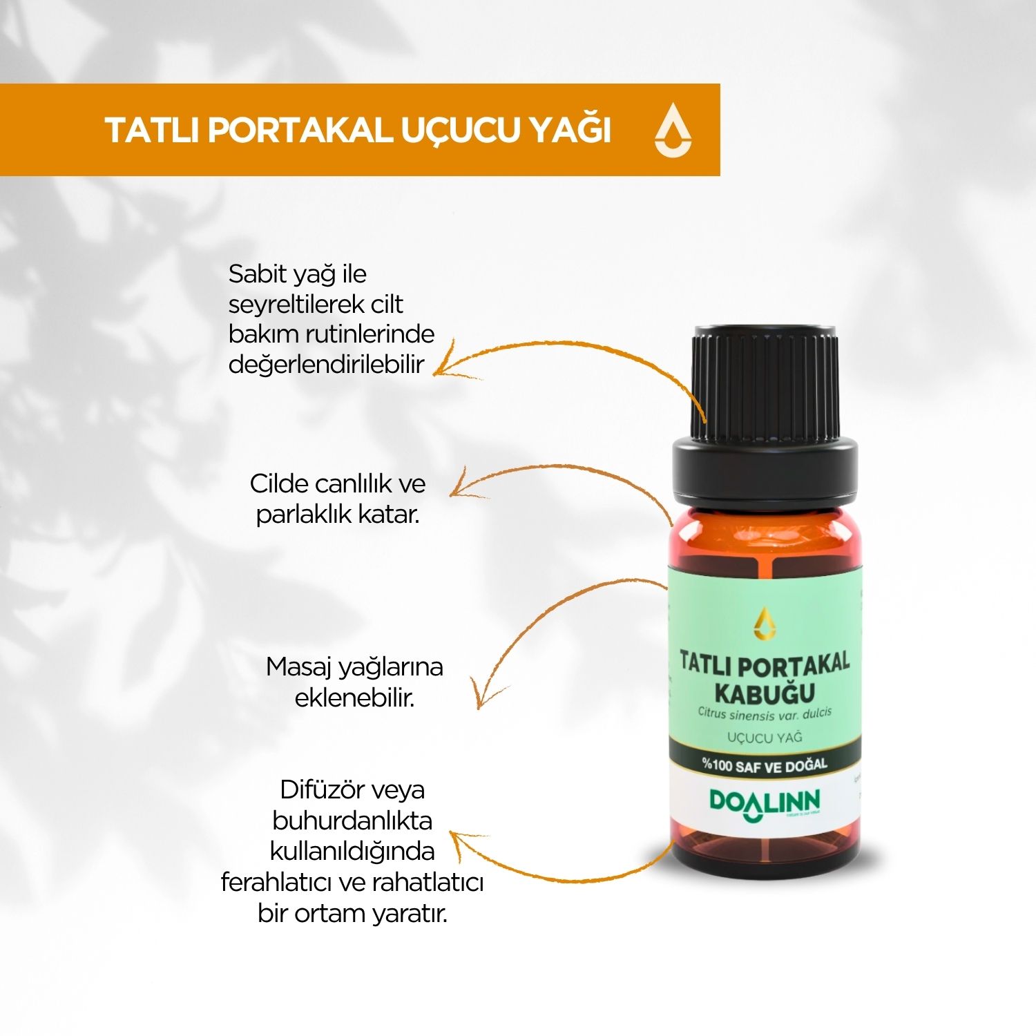 Portakal (Tatlı) Kabuğu Uçucu Yağı (Citrus sinensis var. dulcis) 10 ml.