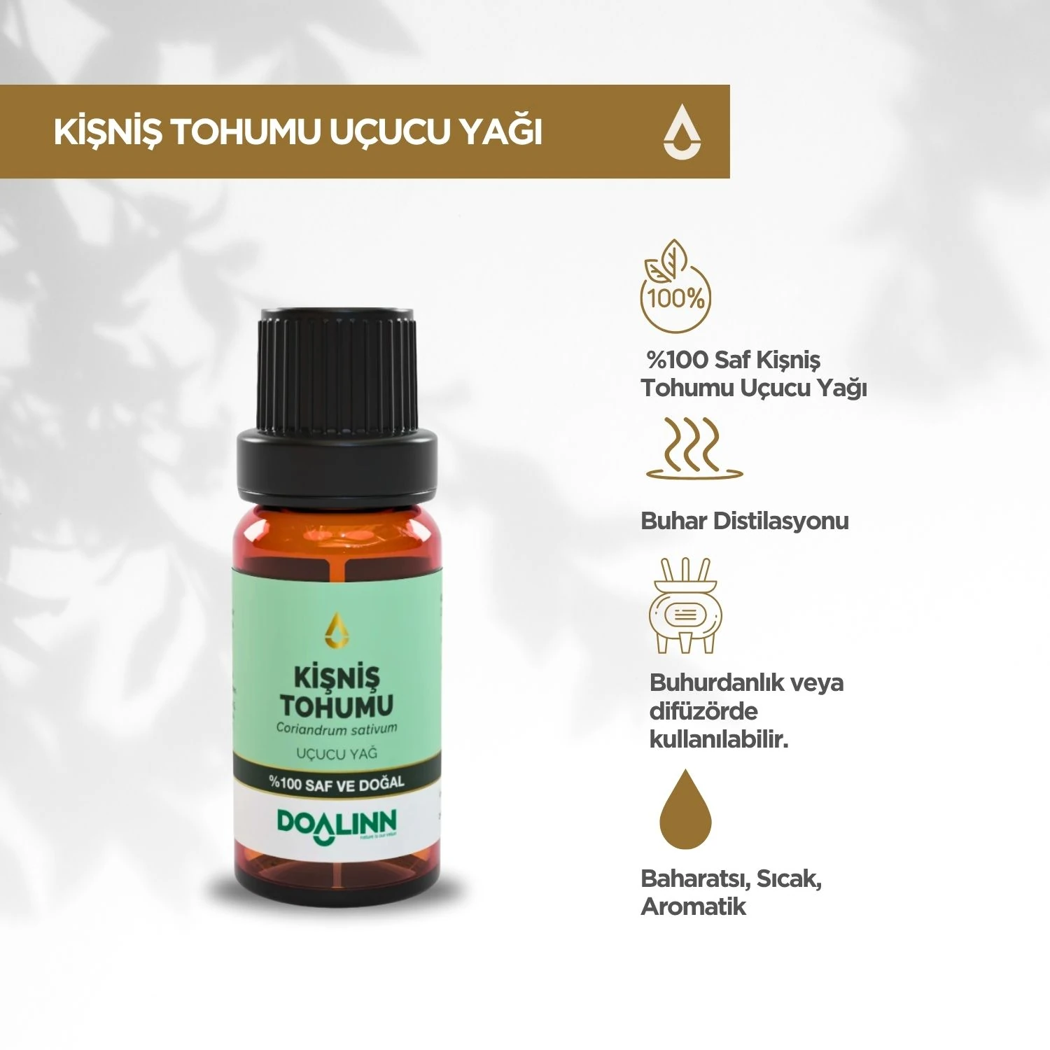 Kişniş Tohumu Uçucu Yağı (Coriandrum sativa) 10 ml.