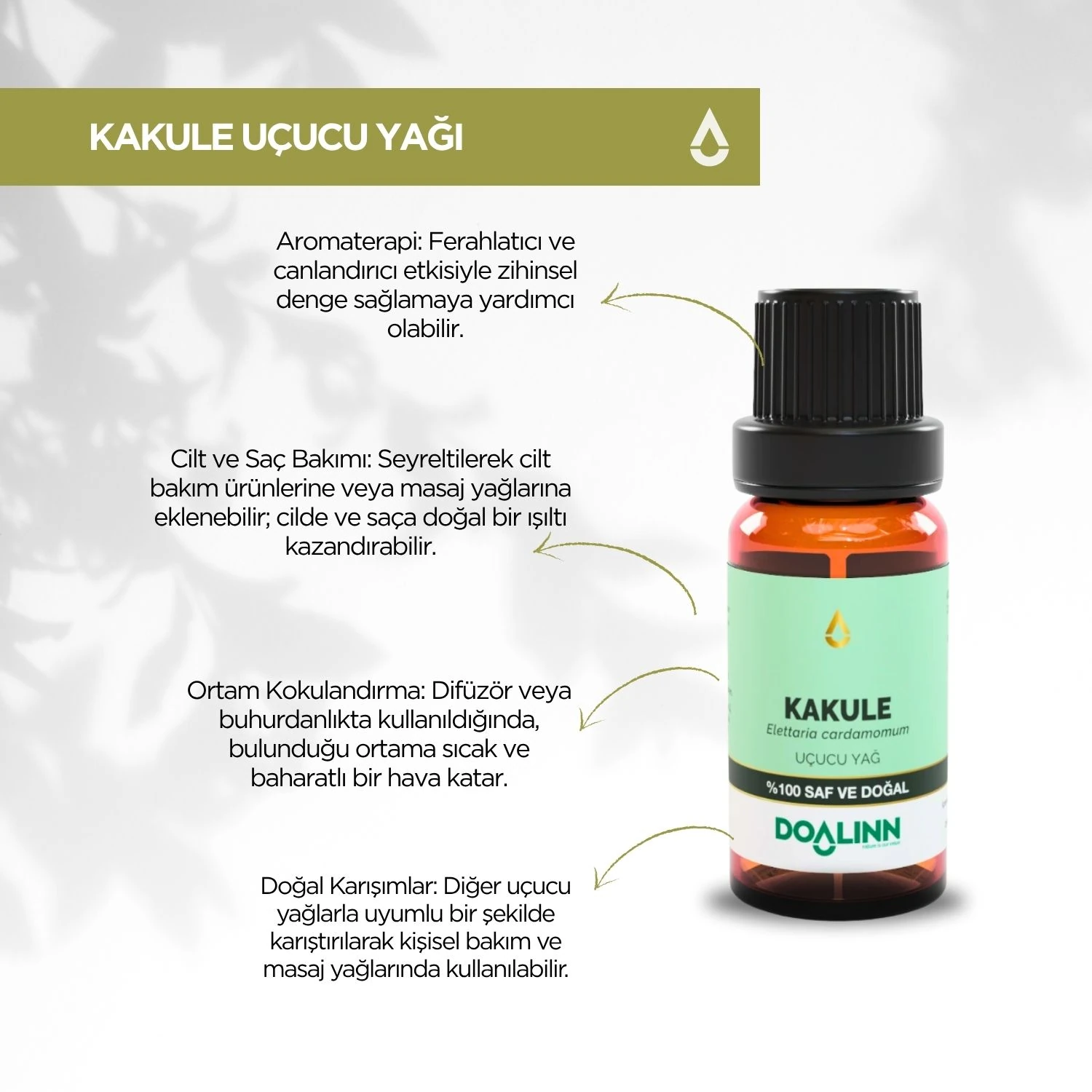Kakule Uçucu Yağı (Elettaria cardamomum) 10 ml.